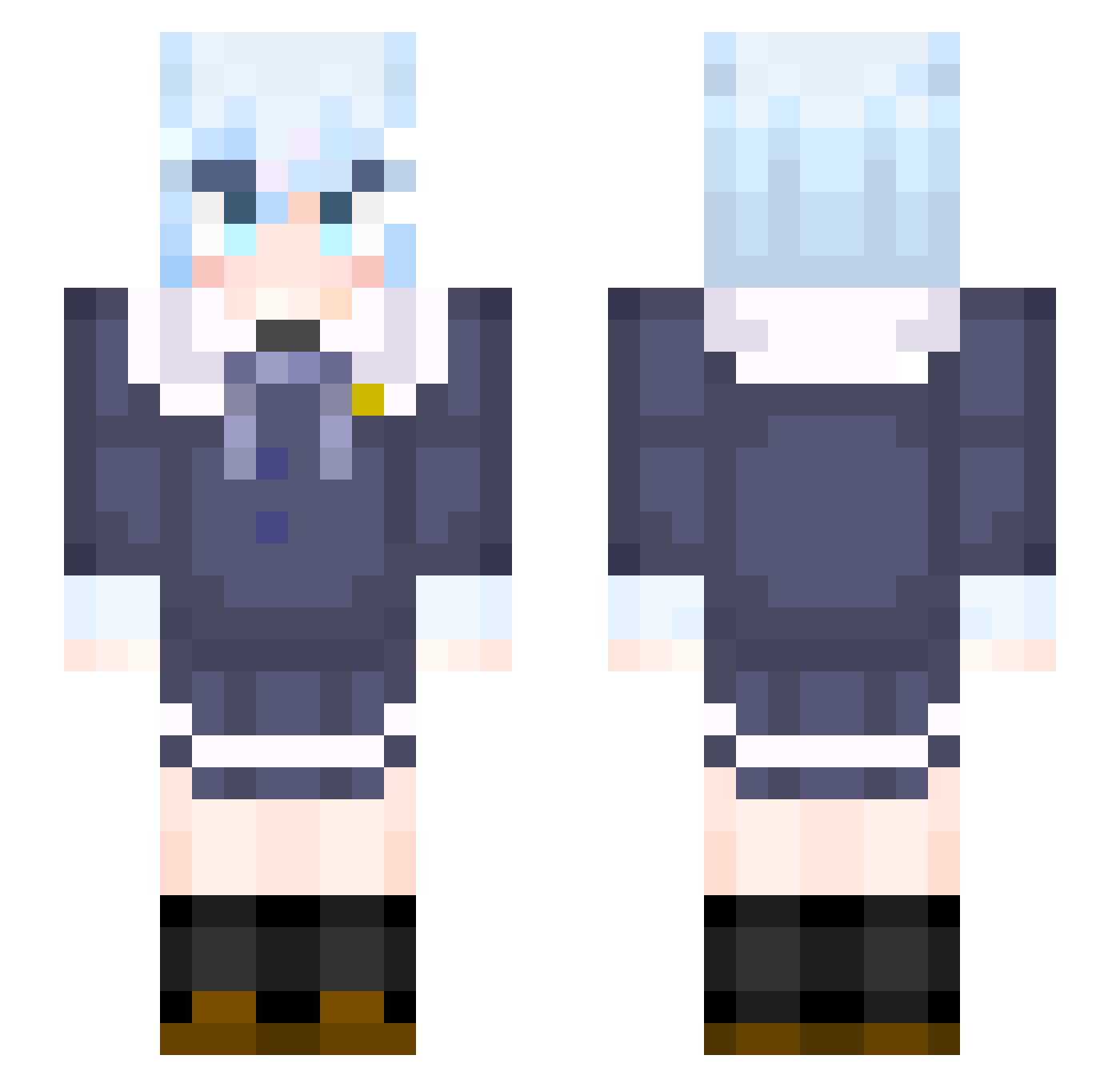 unkine Minecraft skin, front and back view