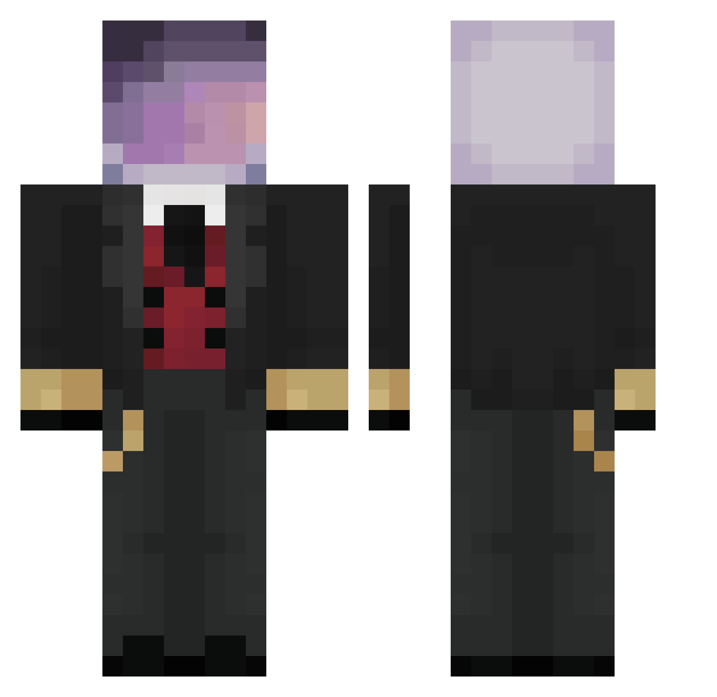 MasterBeat Minecraft skin, front and back view