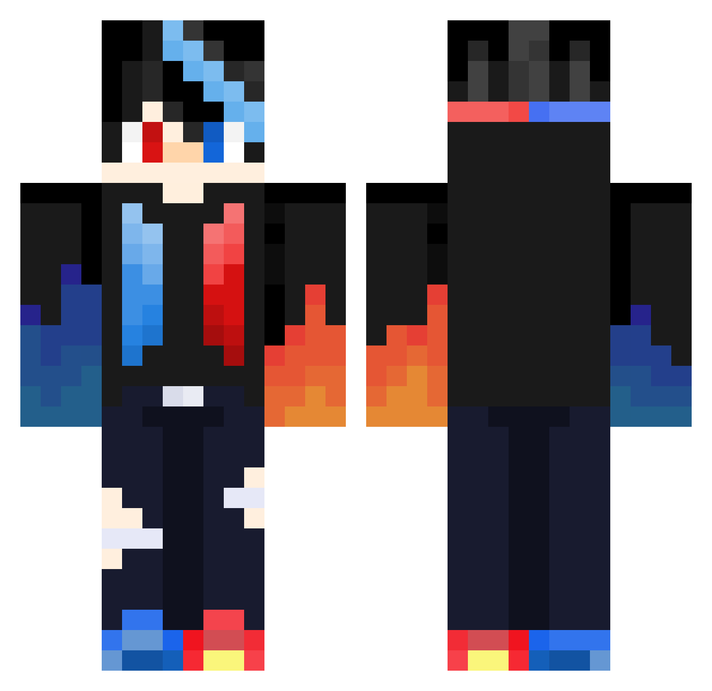 SpazmoIsaac Minecraft skin, front and back view
