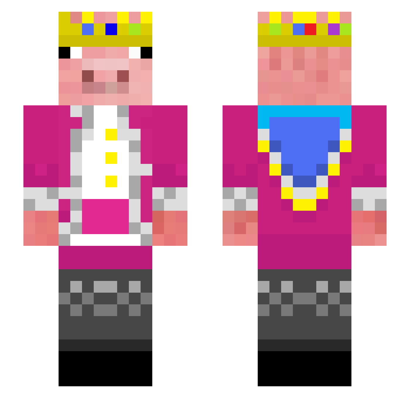 XfrostPlays Minecraft skin, front and back view