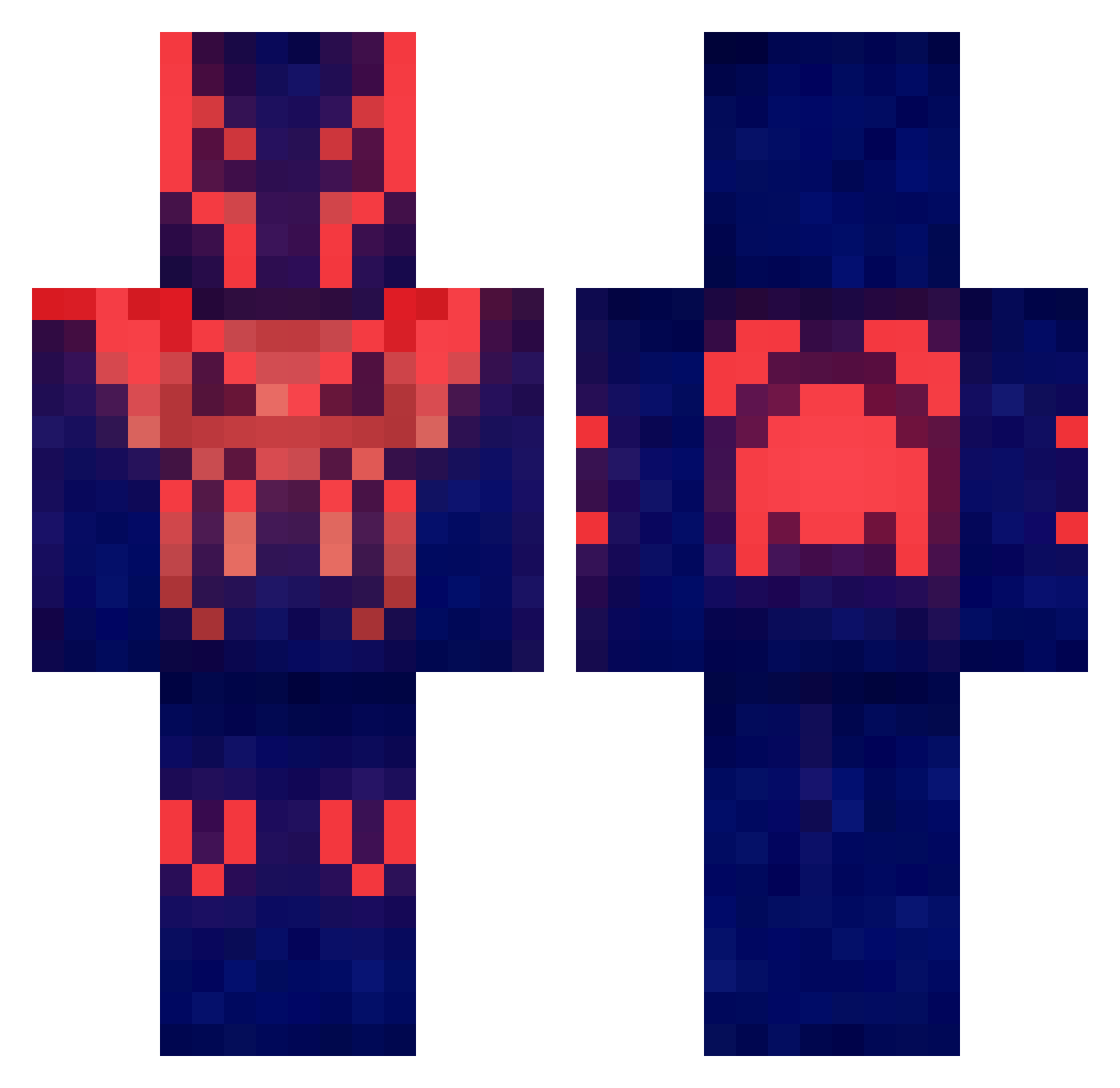 Rzerin Minecraft skin, front and back view