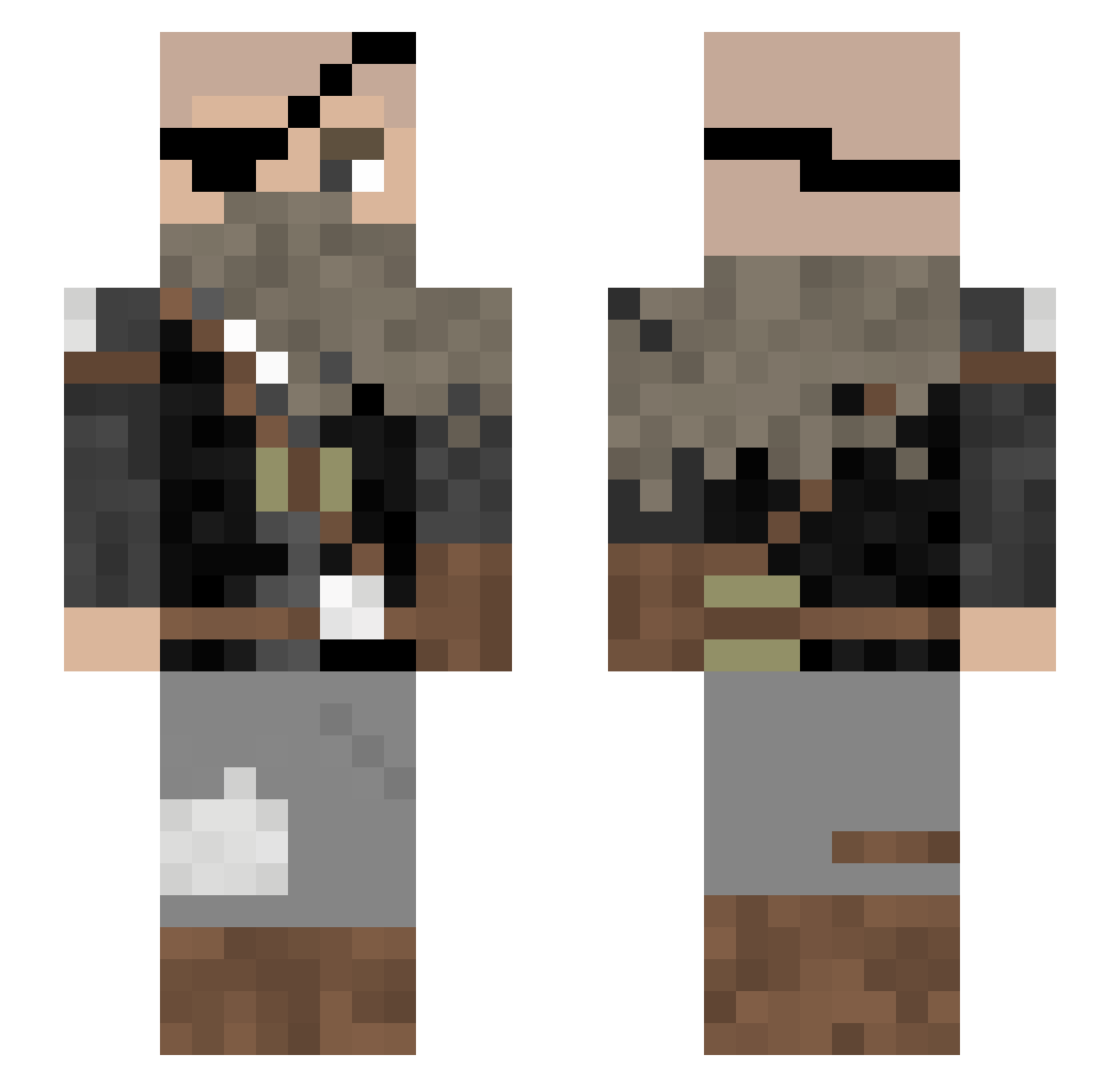 Bonedog Minecraft skin, front and back view