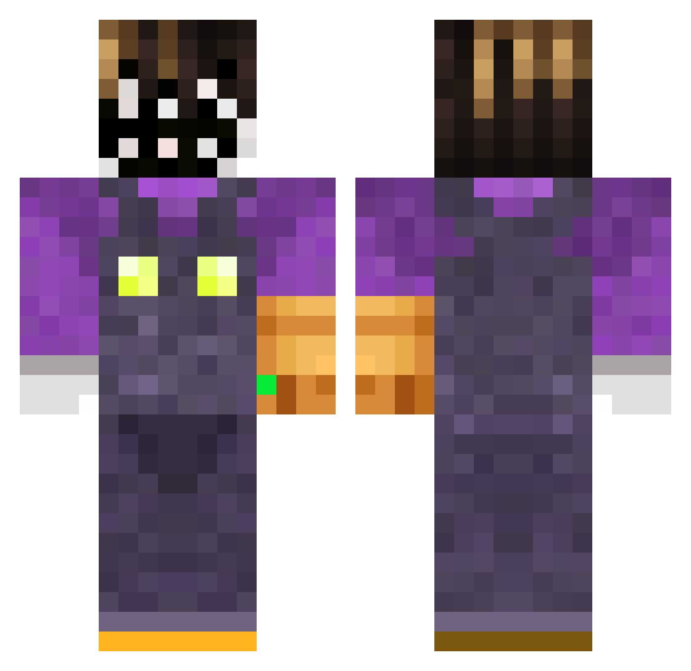 Tacno Minecraft skin, front and back view