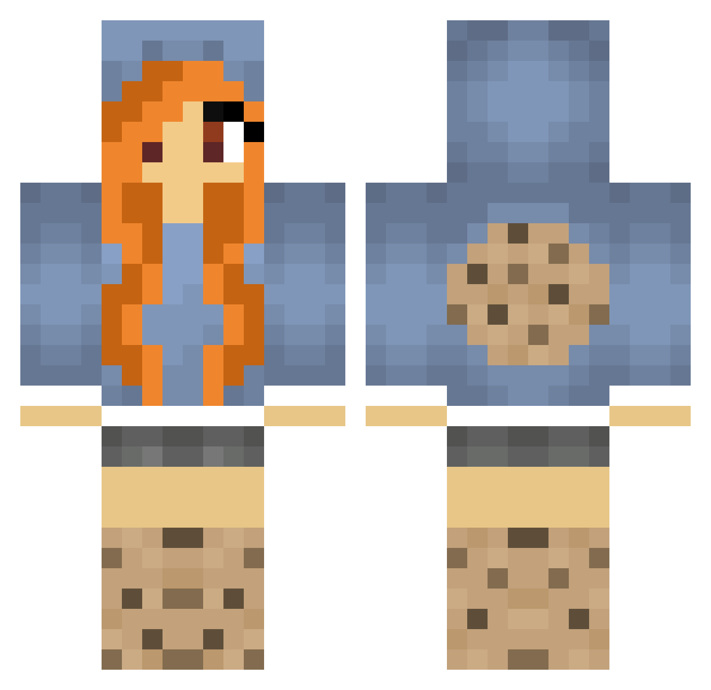 Goldina Minecraft skin, front and back view