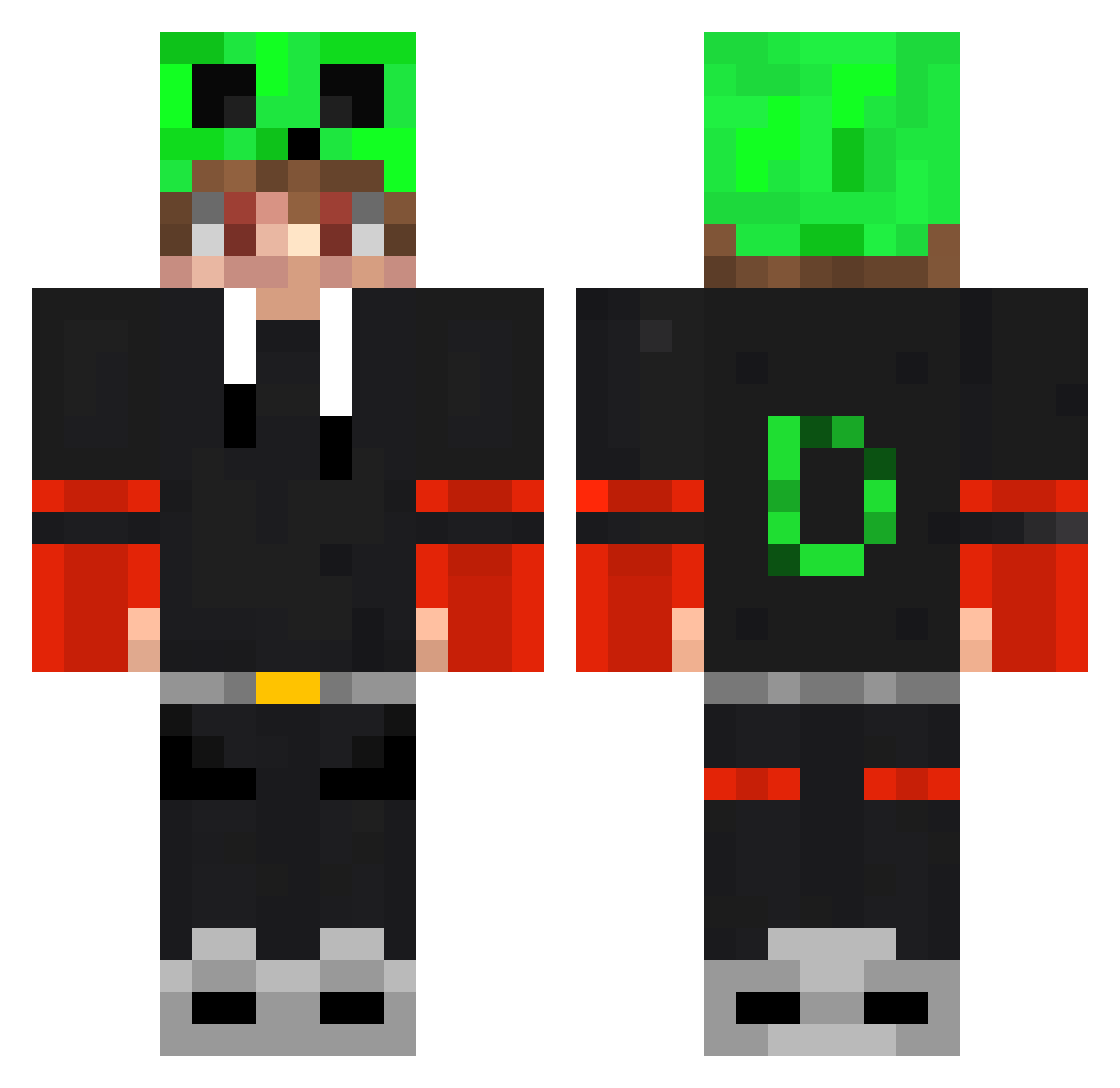 SpectreD Minecraft skin, front and back view