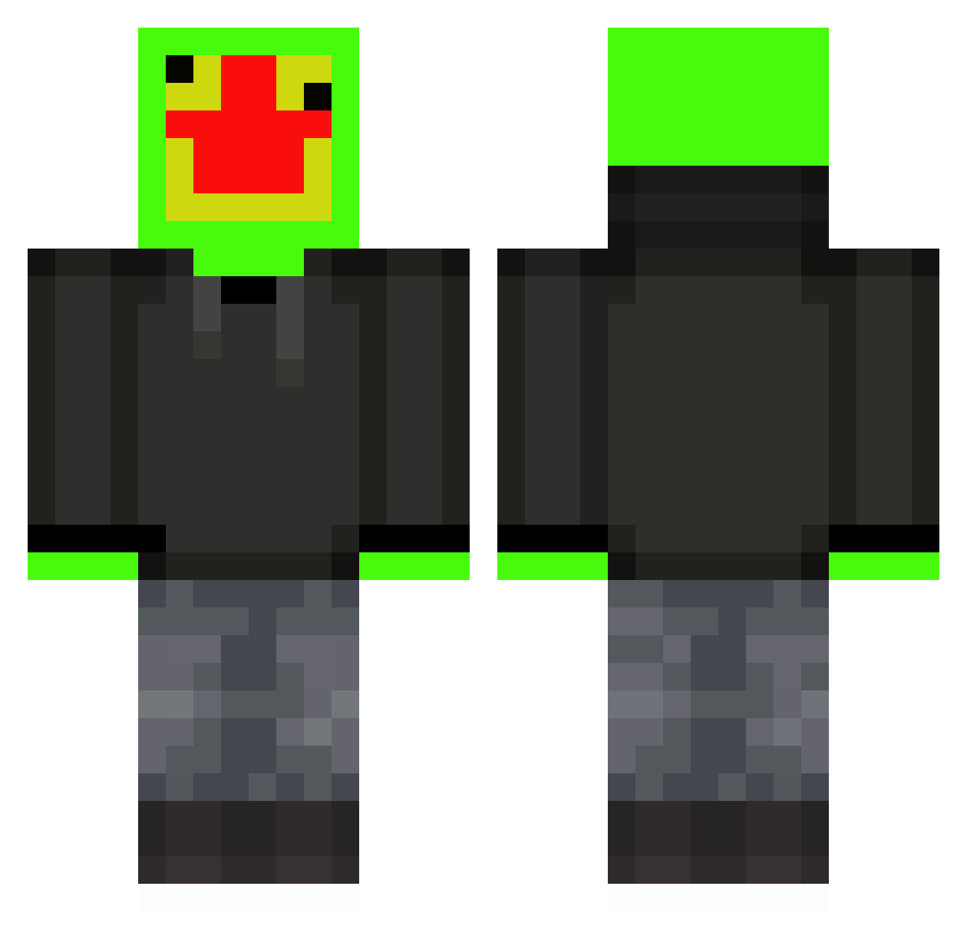 Lucazac Minecraft skin, front and back view