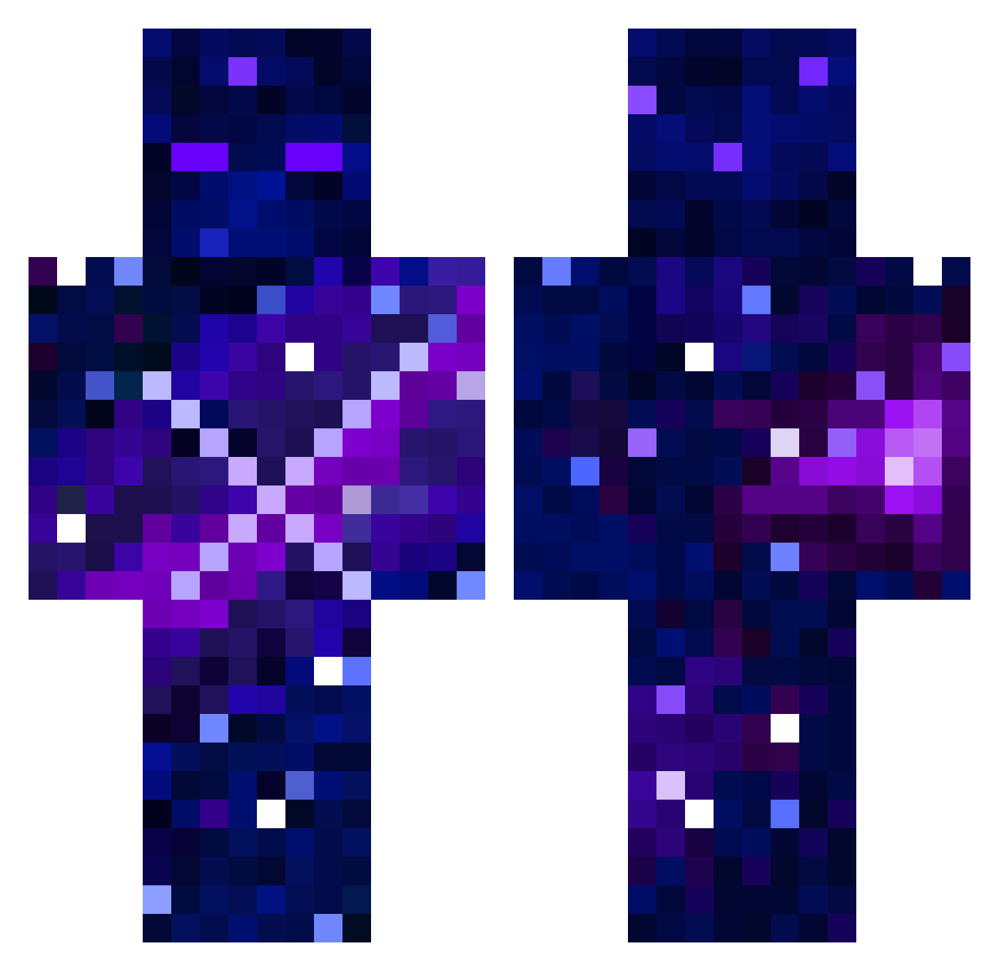 A_Voidd Minecraft skin, front and back view