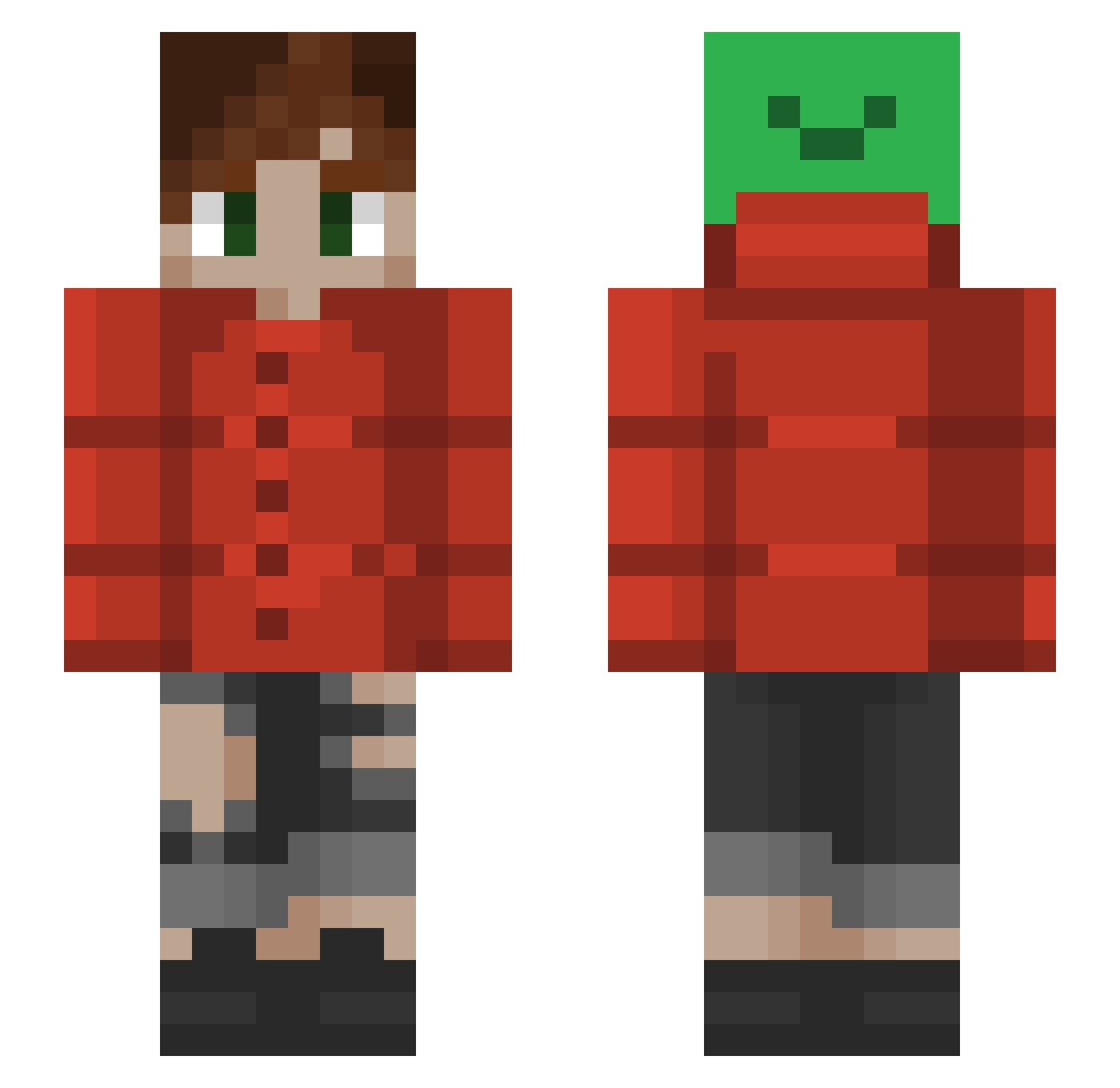 veldviridis Minecraft skin, front and back view