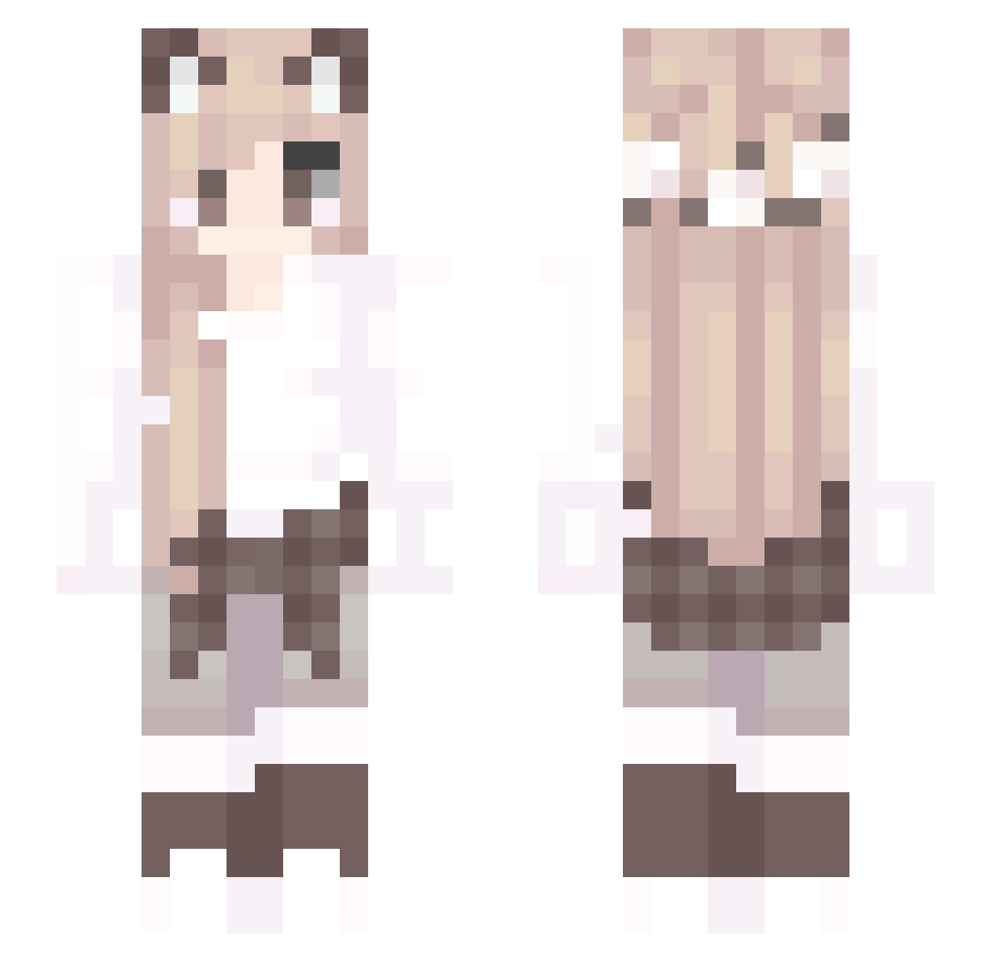 Slugfaces Minecraft skin, front and back view