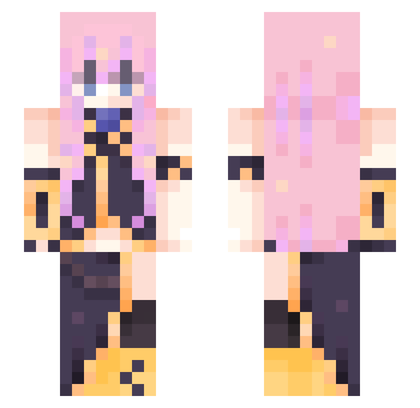 roniekaBOOM Minecraft skin, front and back view