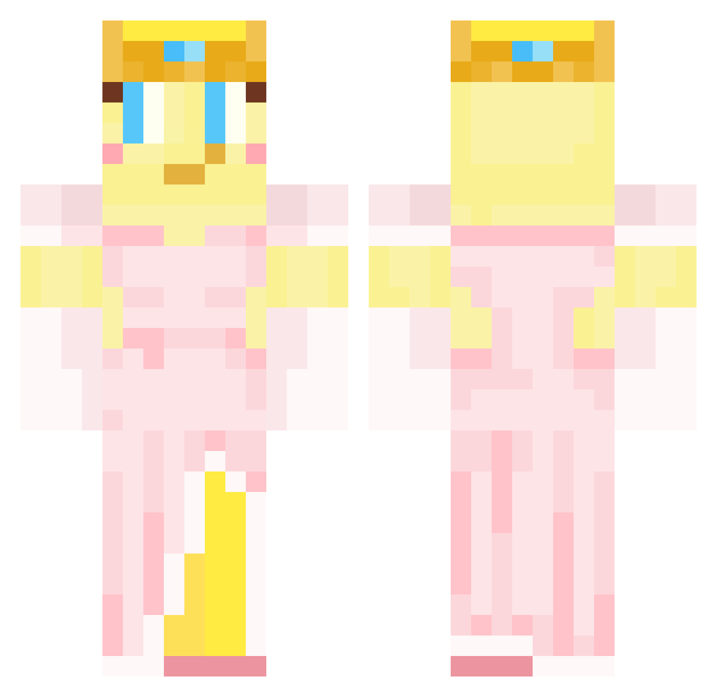 ArtsyBanana Minecraft skin, front and back view