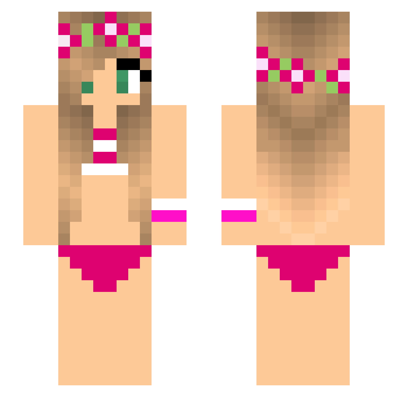 panduela Minecraft skin, front and back view