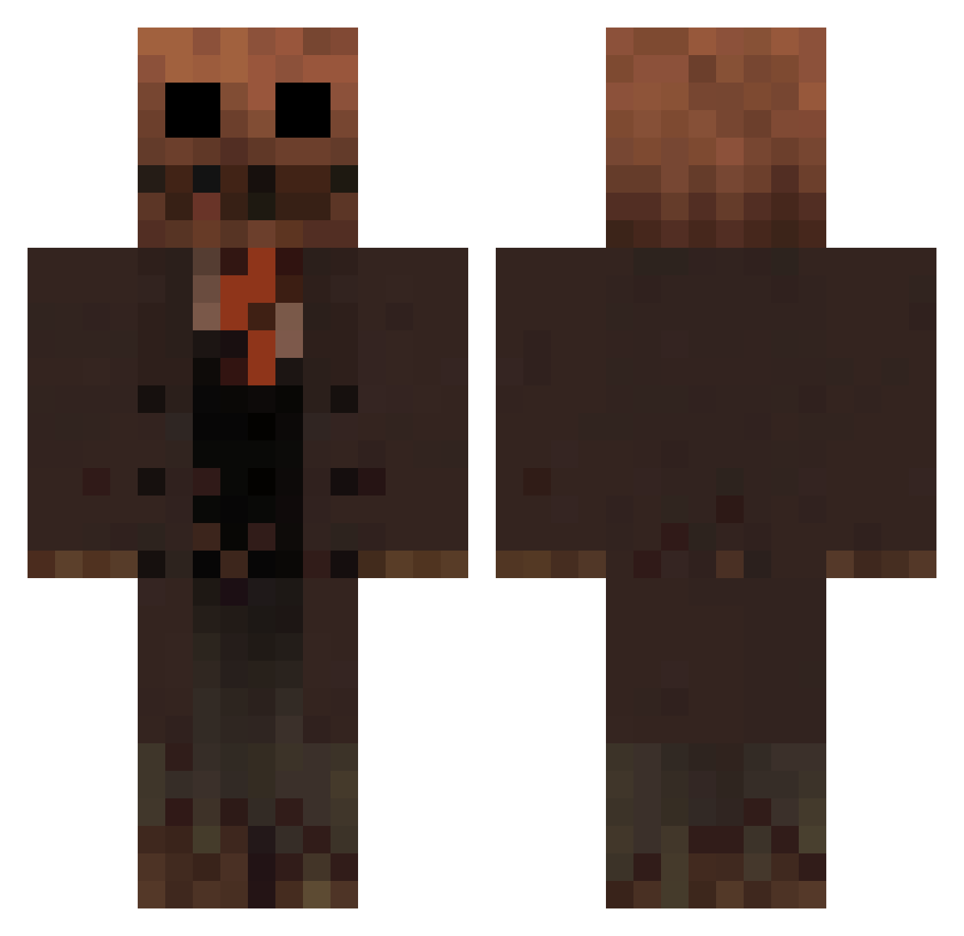 Sazk47 Minecraft skin, front and back view