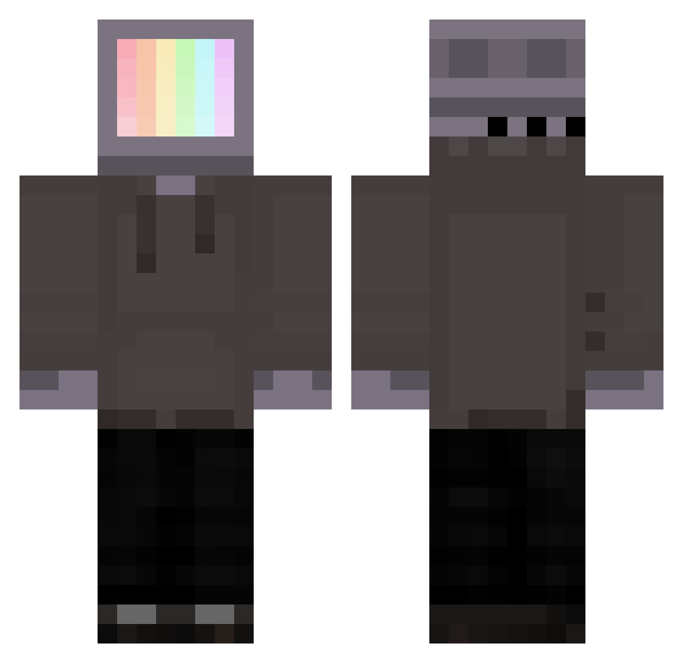 PhenixTech Minecraft skin, front and back view
