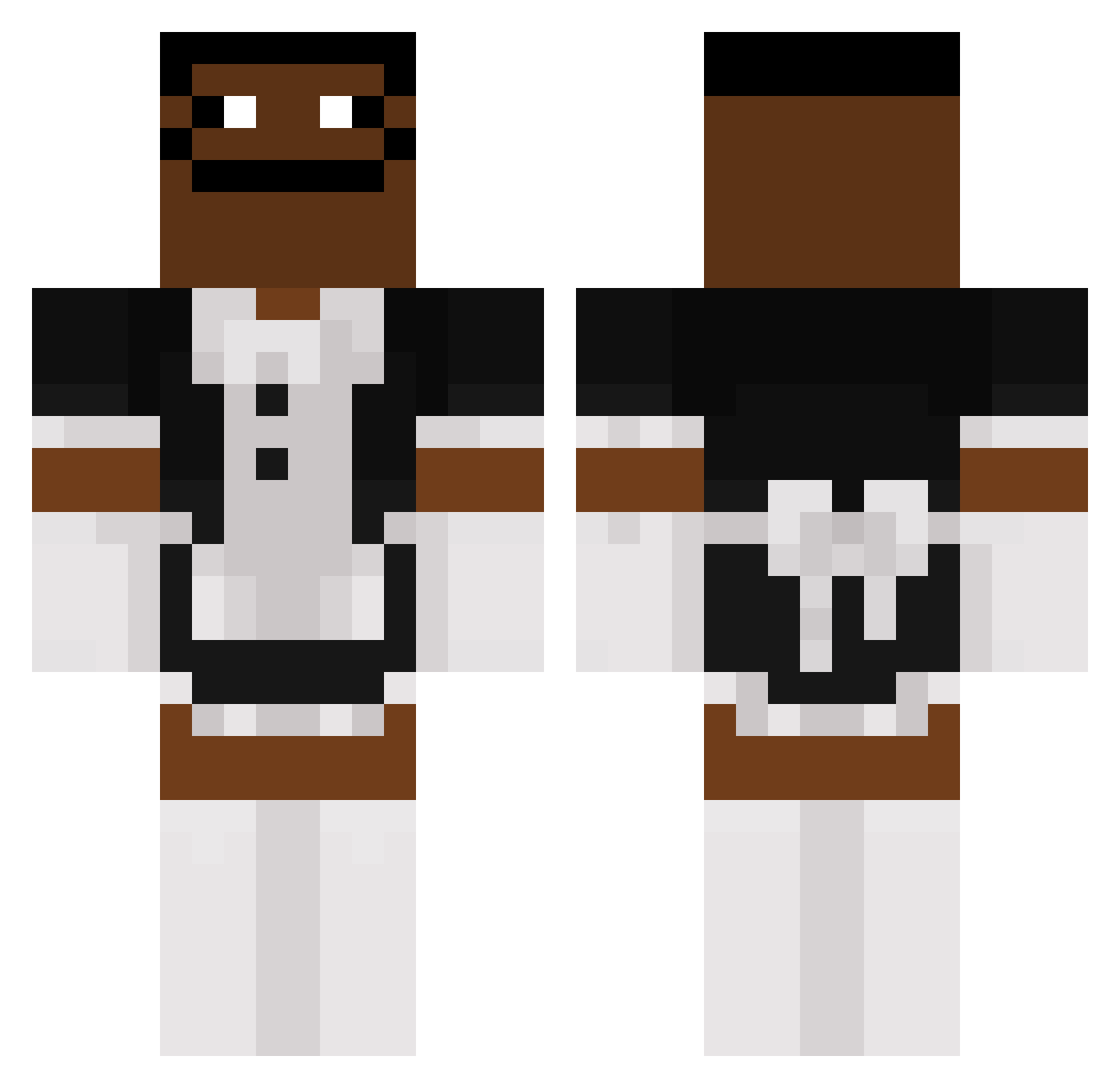 Inclustered Minecraft skin, front and back view