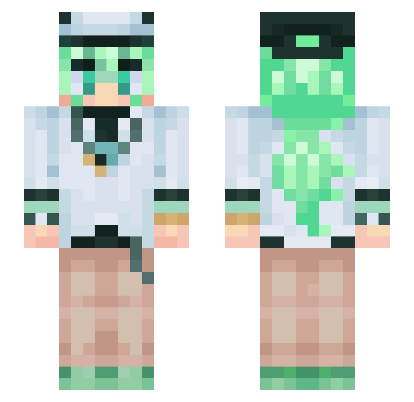 Solires Minecraft skin, front and back view