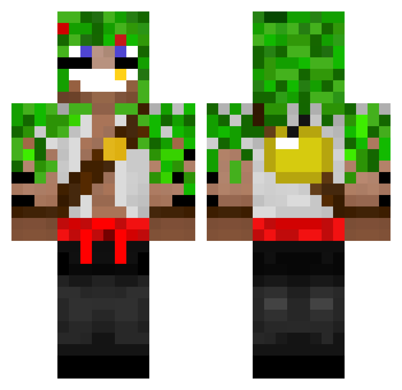 Goldy Minecraft skin, front and back view