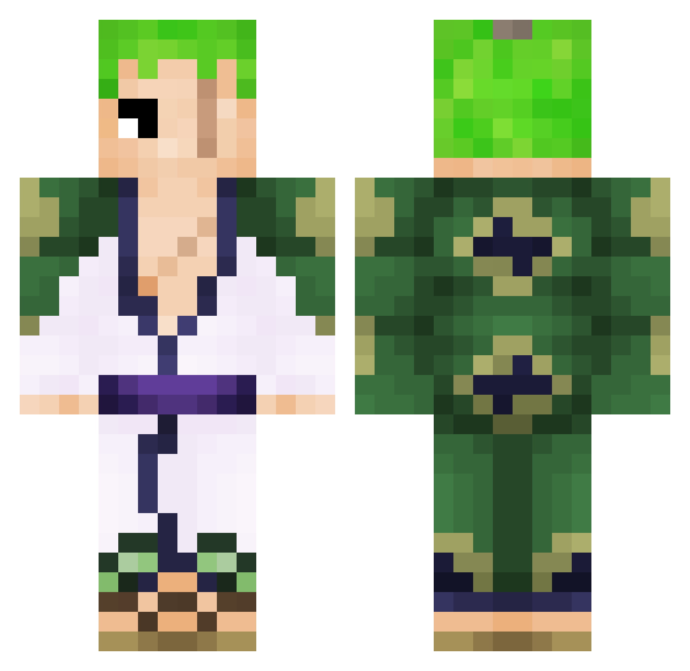 ZoroWaii Minecraft skin, front and back view