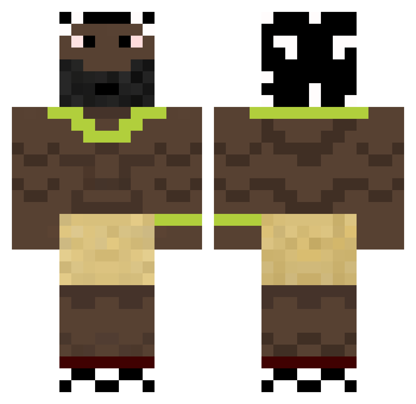 Proxsan Minecraft skin, front and back view