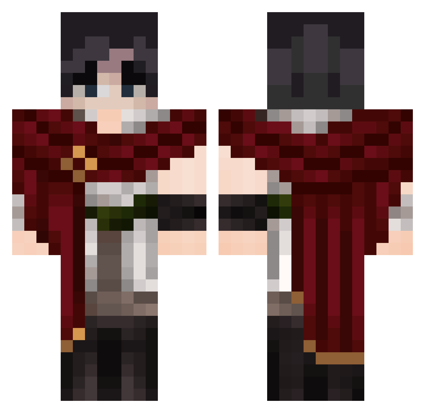 Arva11 Minecraft skin, front and back view