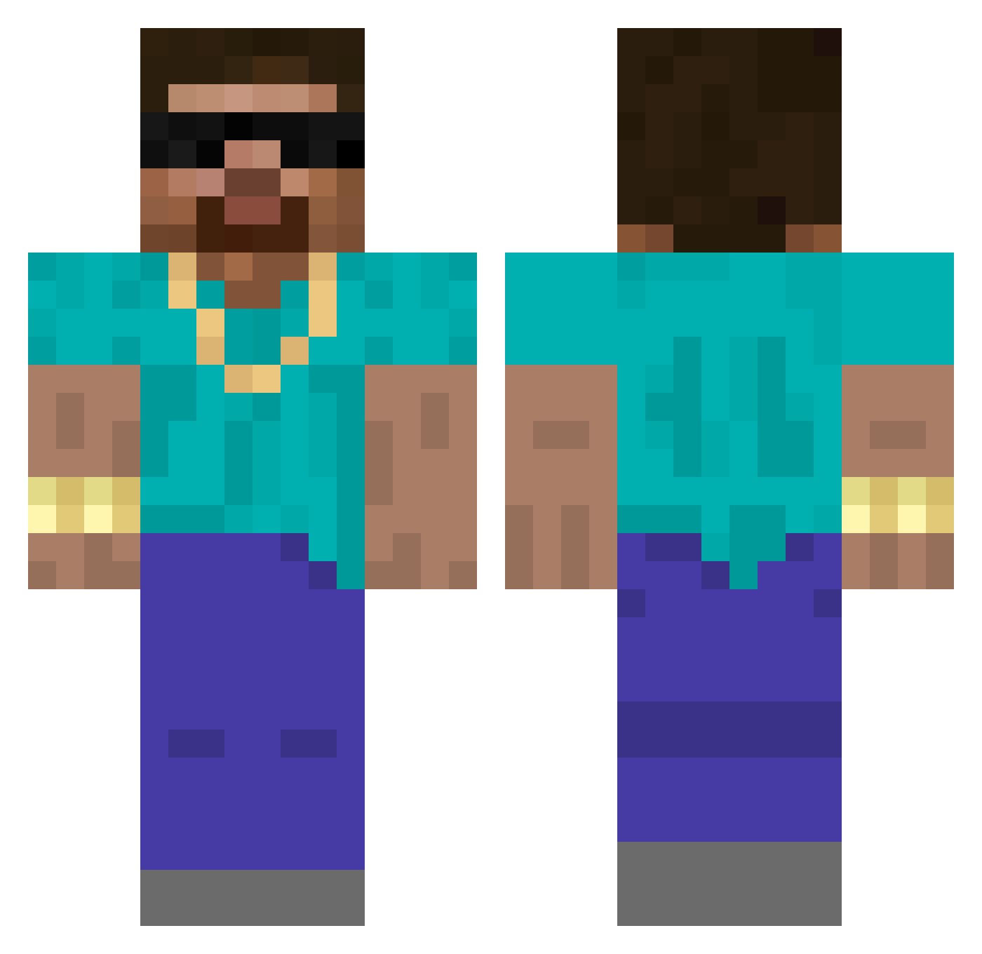 ProChick27 Minecraft skin, front and back view