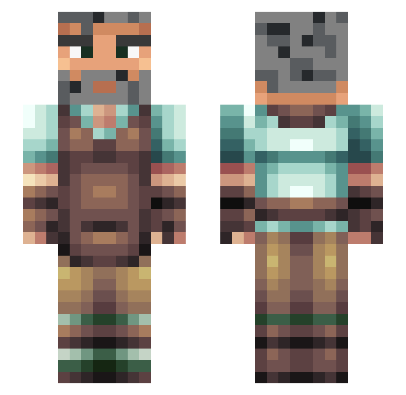 _Squibbward Minecraft skin, front and back view