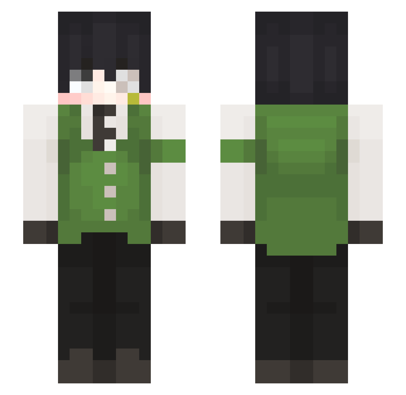 sirsho0x Minecraft skin, front and back view