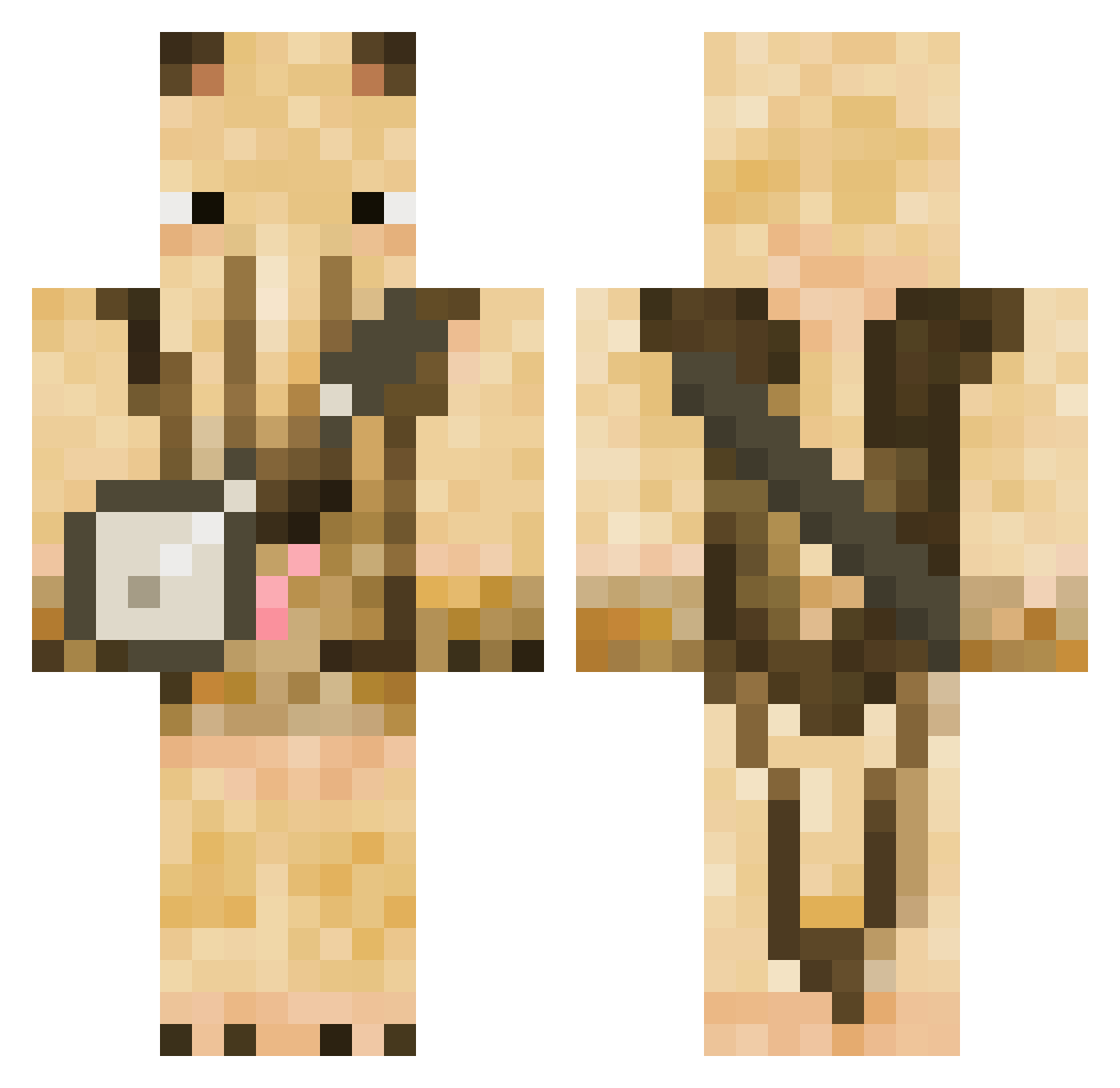 Bruhh345 Minecraft skin, front and back view