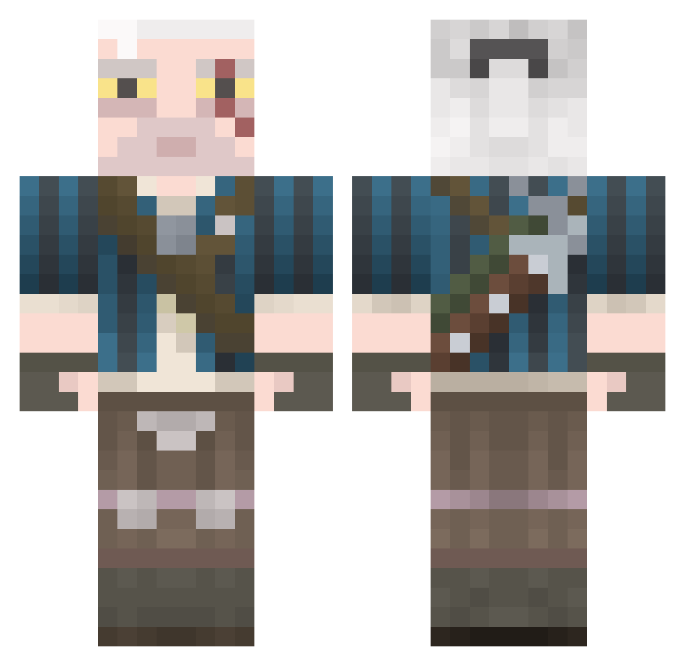 Chinner Minecraft skin, front and back view