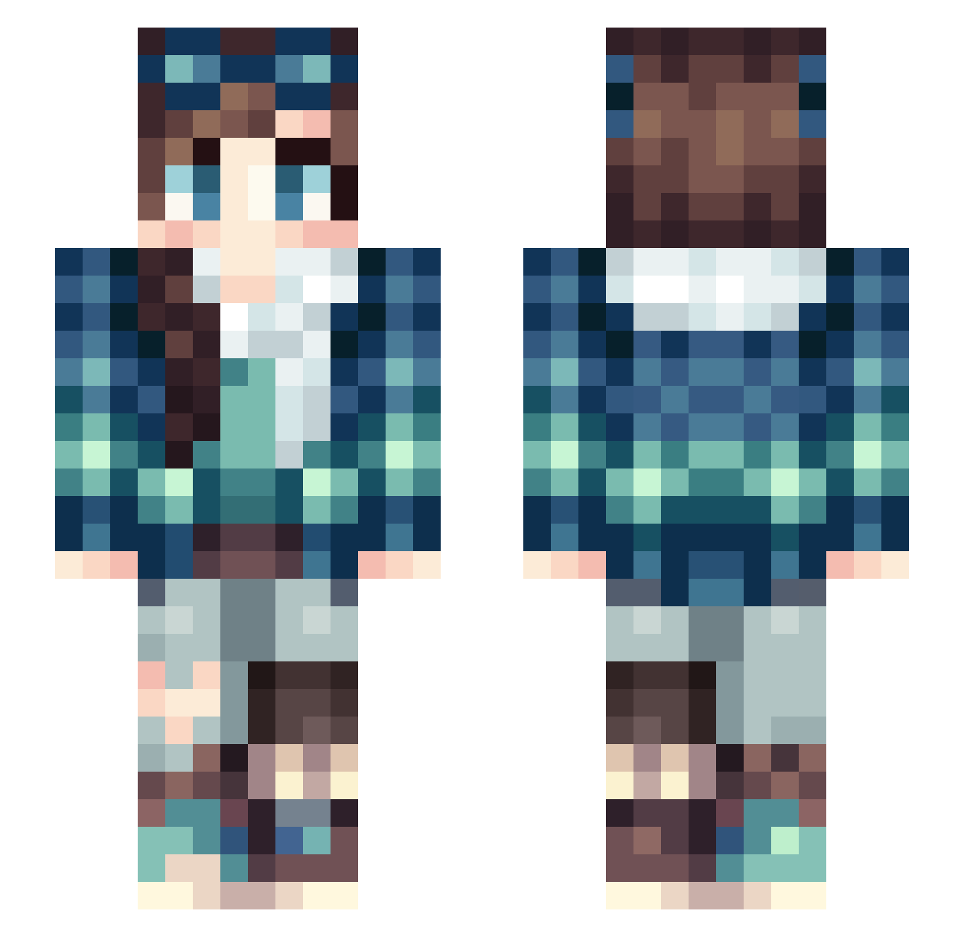 ZombieBestLegit Minecraft skin, front and back view