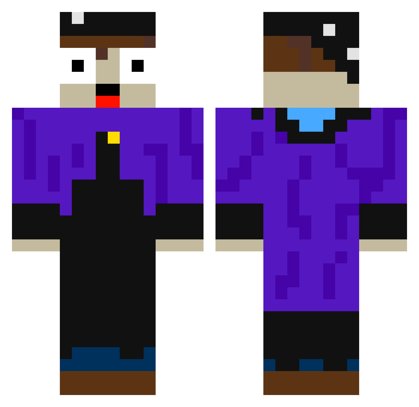 Yuri_hotdog Minecraft skin, front and back view