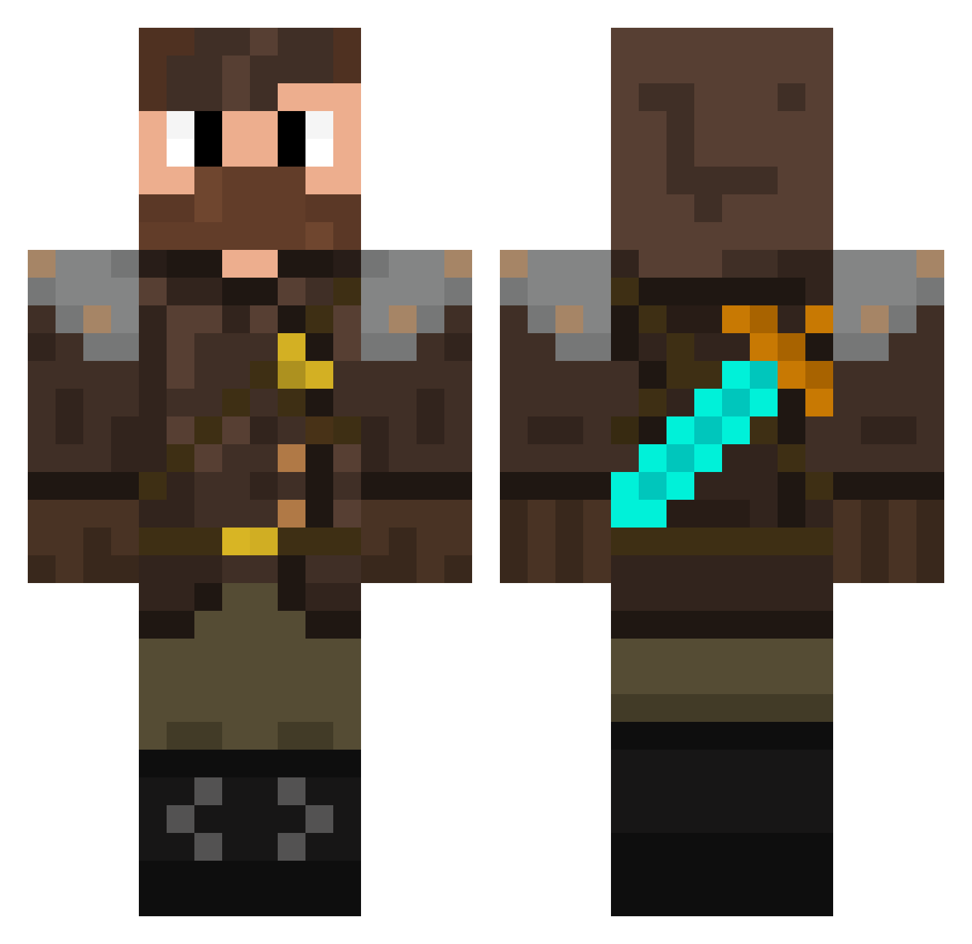 Tungstene Minecraft skin, front and back view