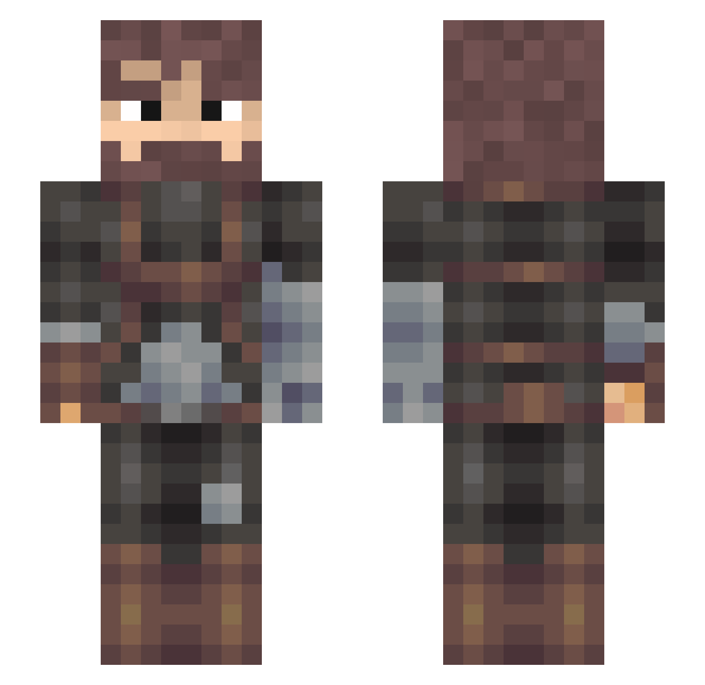 NUD3_ Minecraft skin, front and back view