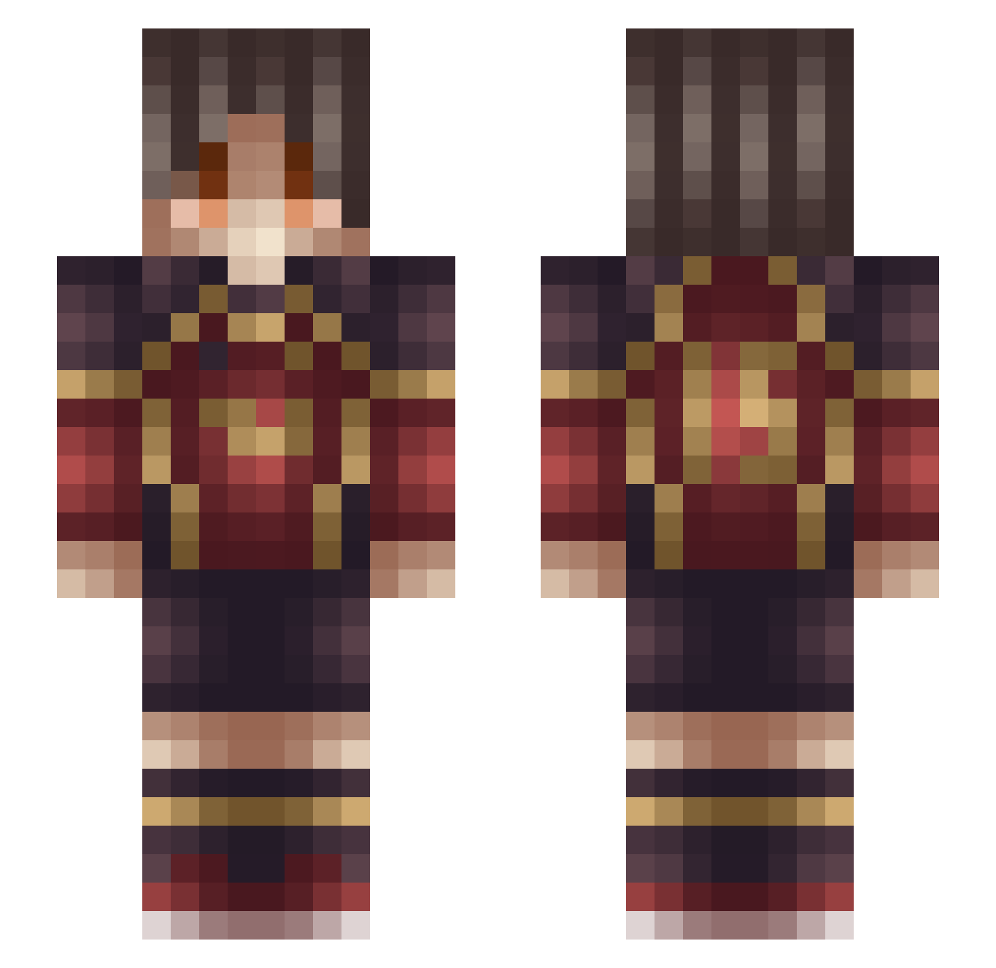 JordegernStyrer Minecraft skin, front and back view