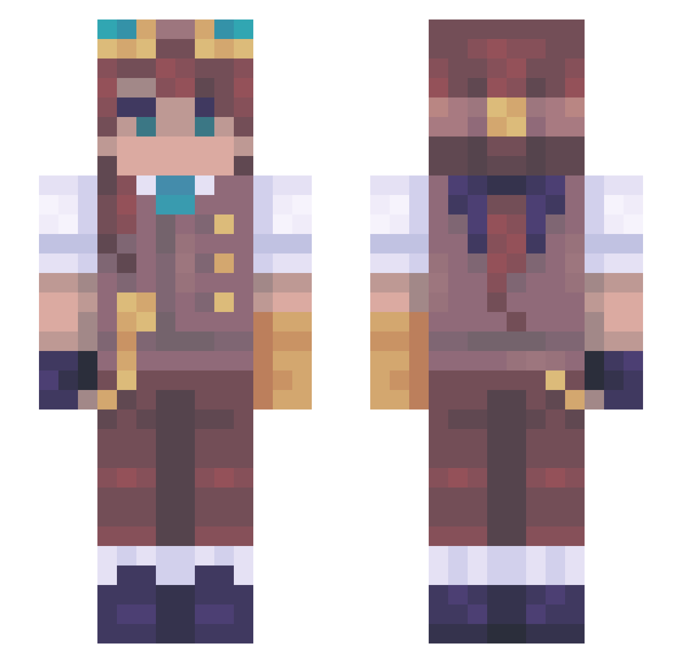 Nebula11235 Minecraft skin, front and back view