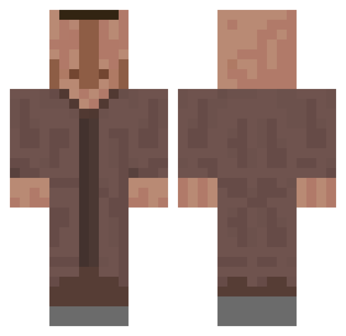 StopBuggin Minecraft skin, front and back view