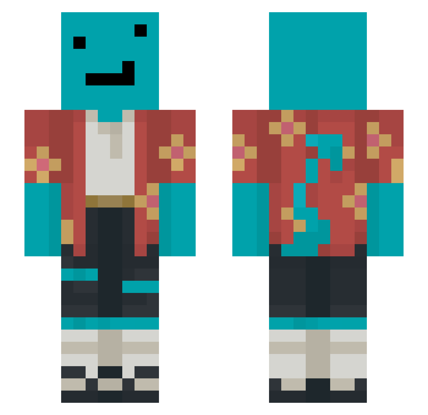 ZenkuStrel Minecraft skin, front and back view