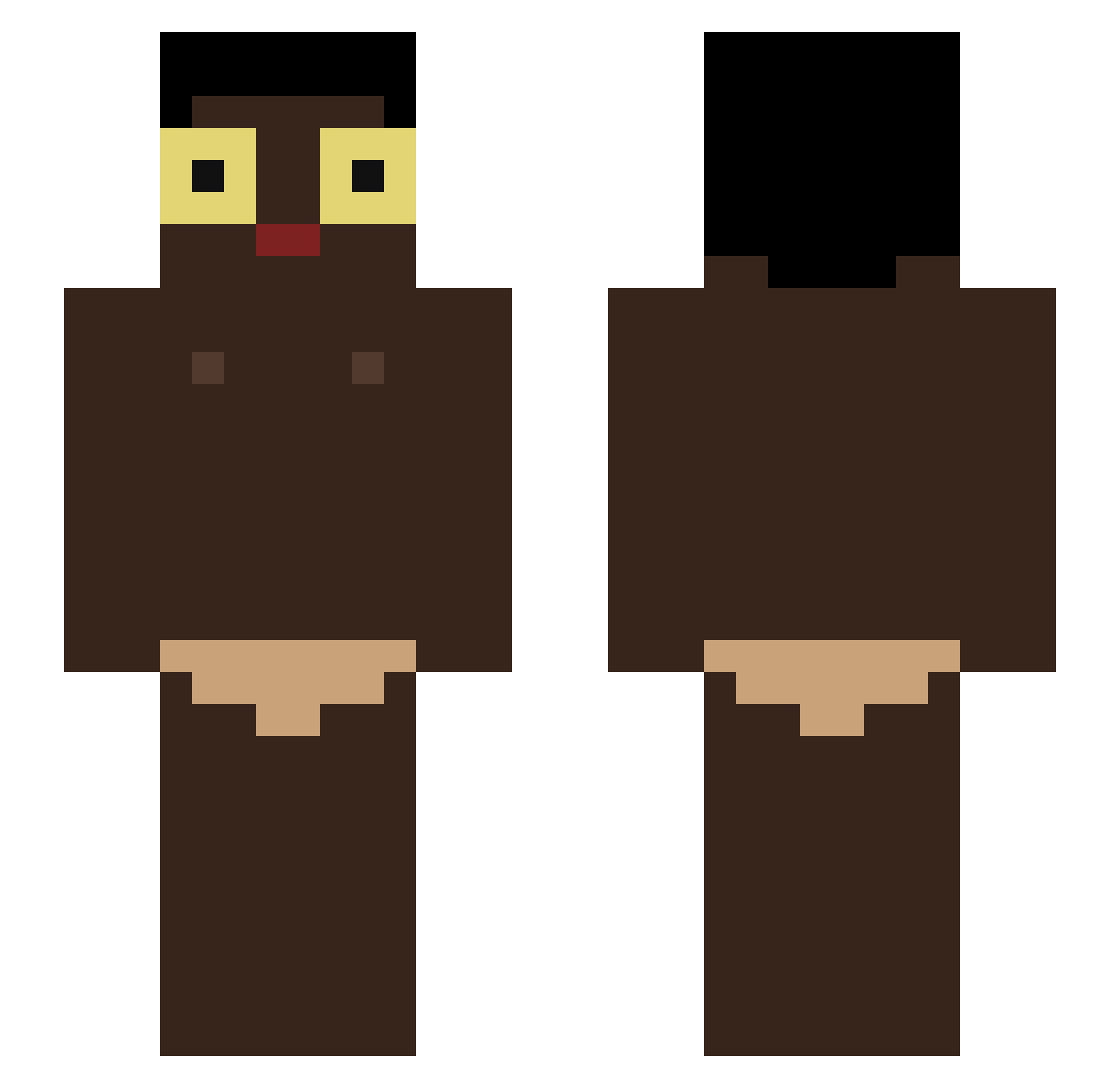 zhqngbo Minecraft skin, front and back view