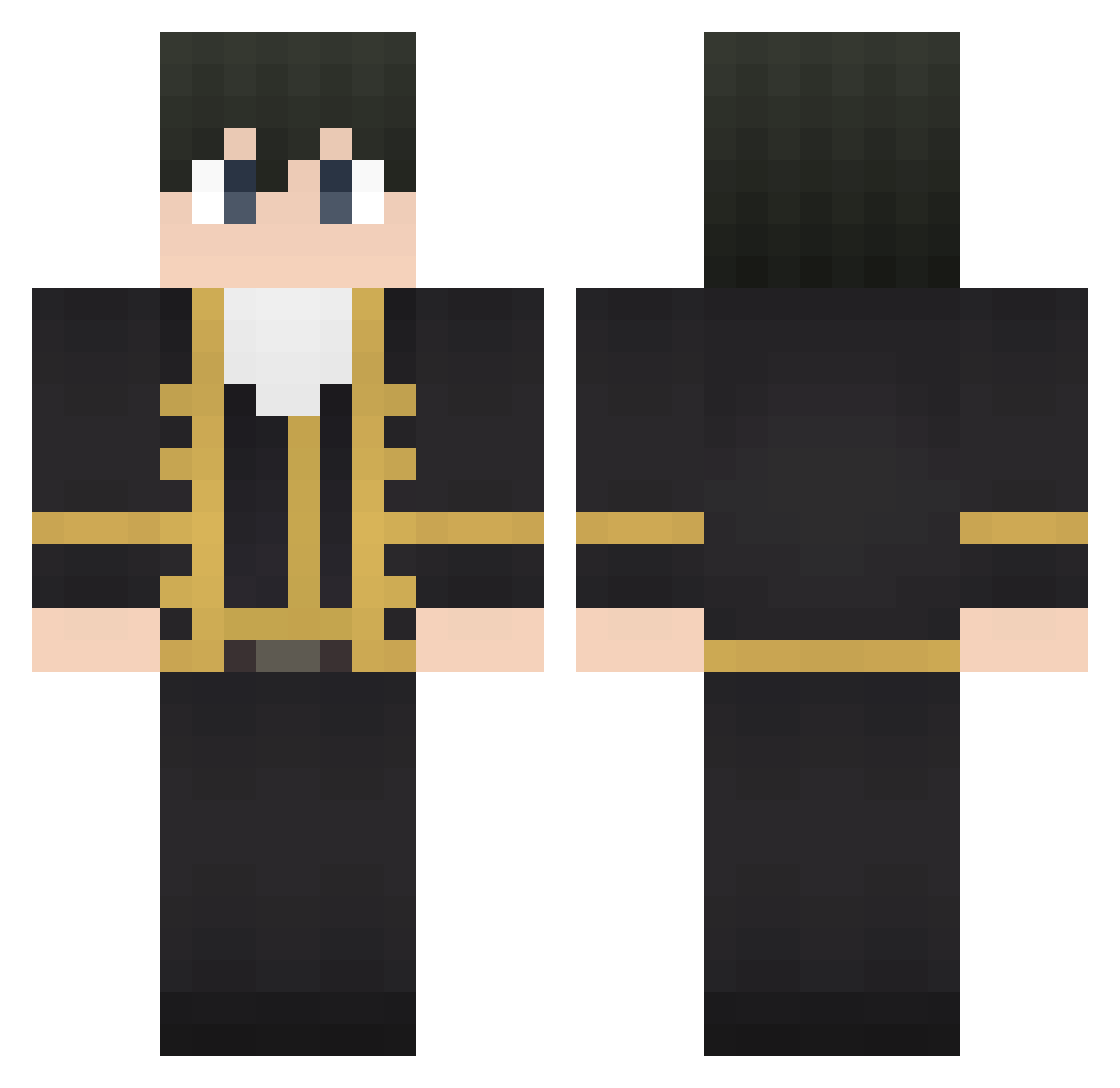 NevuxSpilt Minecraft skin, front and back view