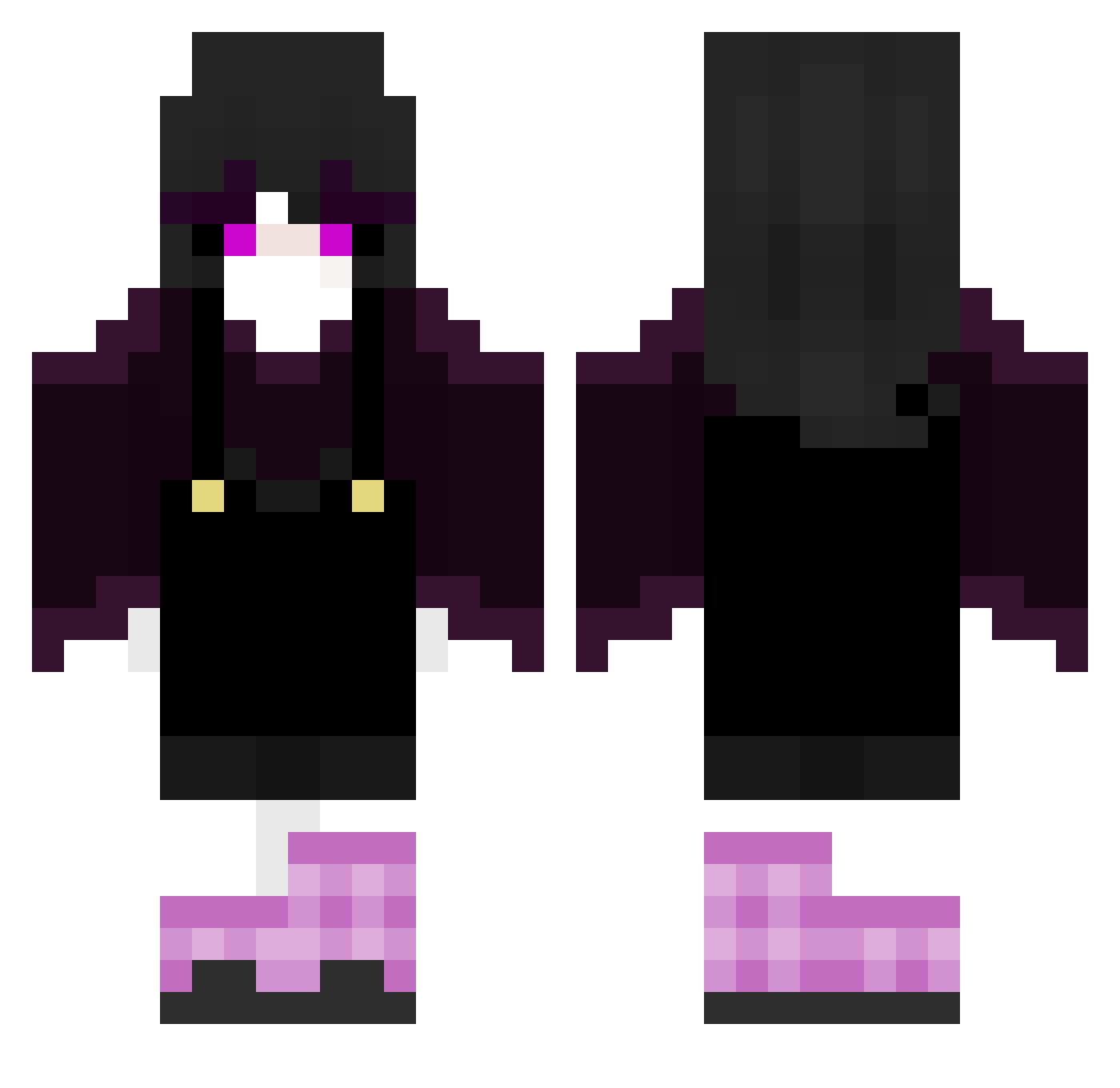 Soullvain Minecraft skin, front and back view