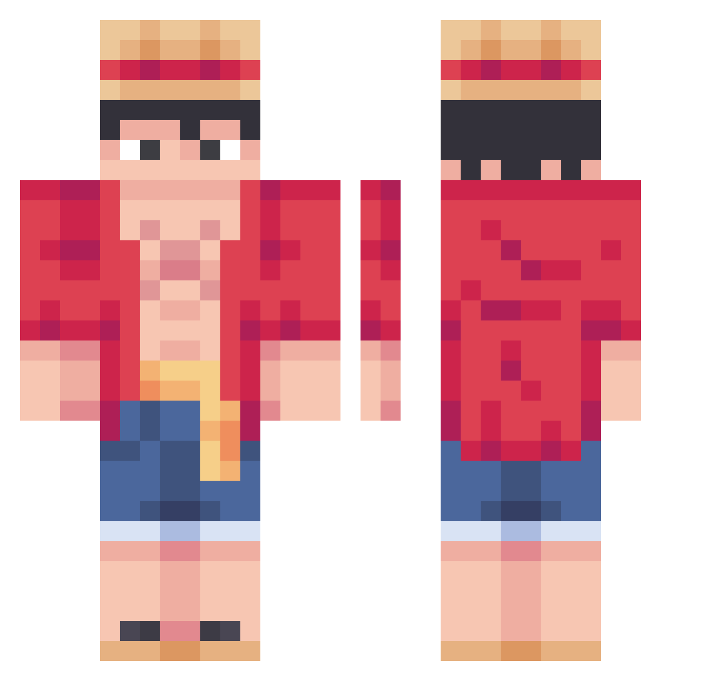 SimplEvan Minecraft skin, front and back view