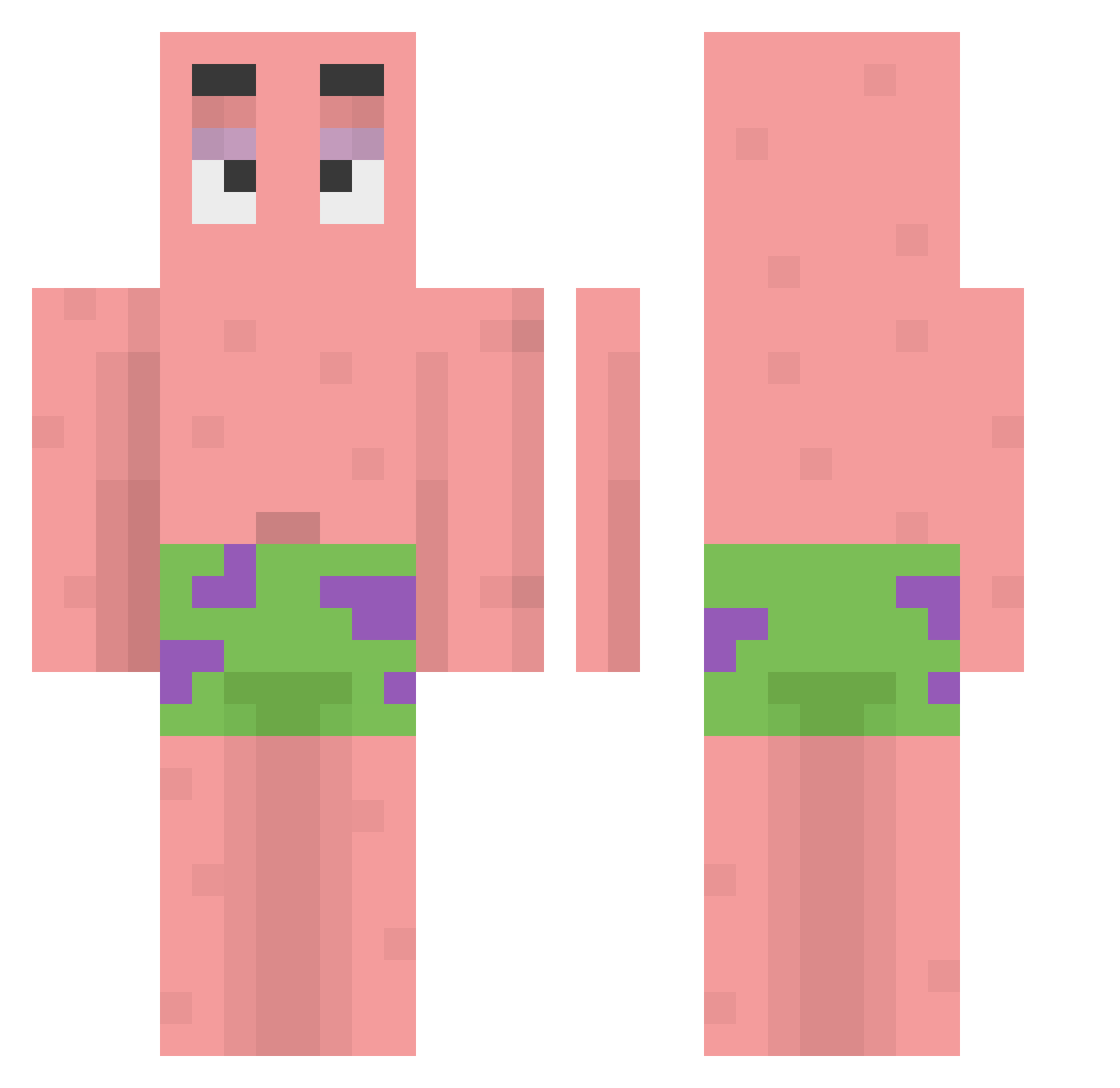 TrollfaceKing Minecraft skin, front and back view
