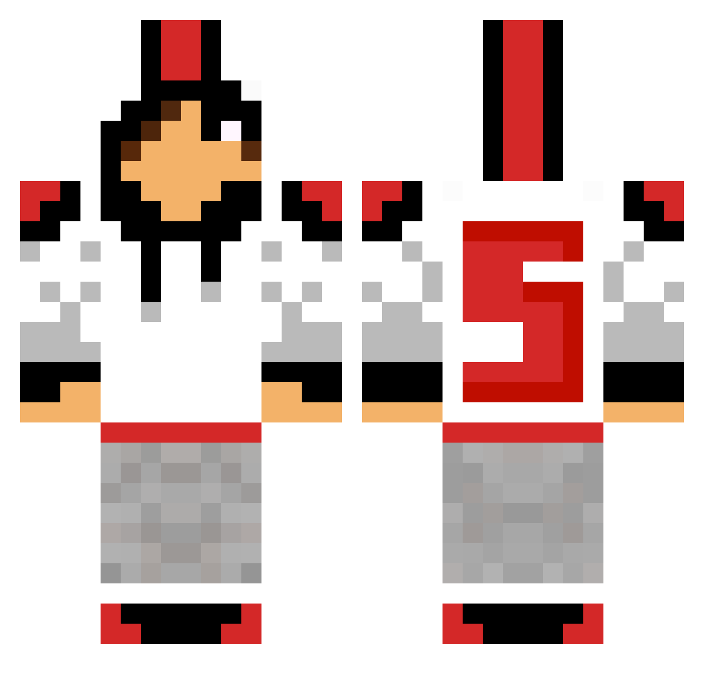 SkyNhex Minecraft skin, front and back view