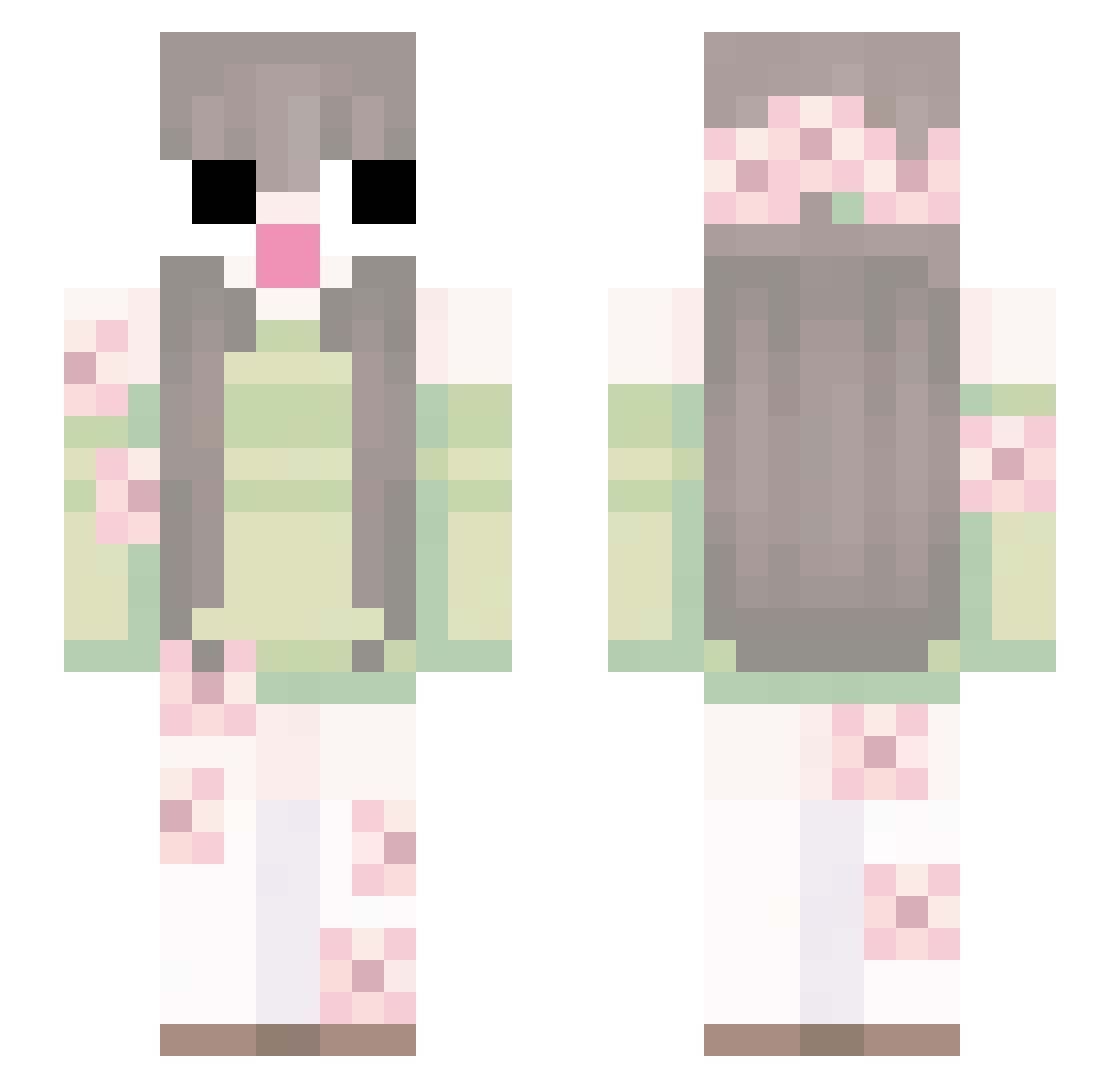 sydsie Minecraft skin, front and back view