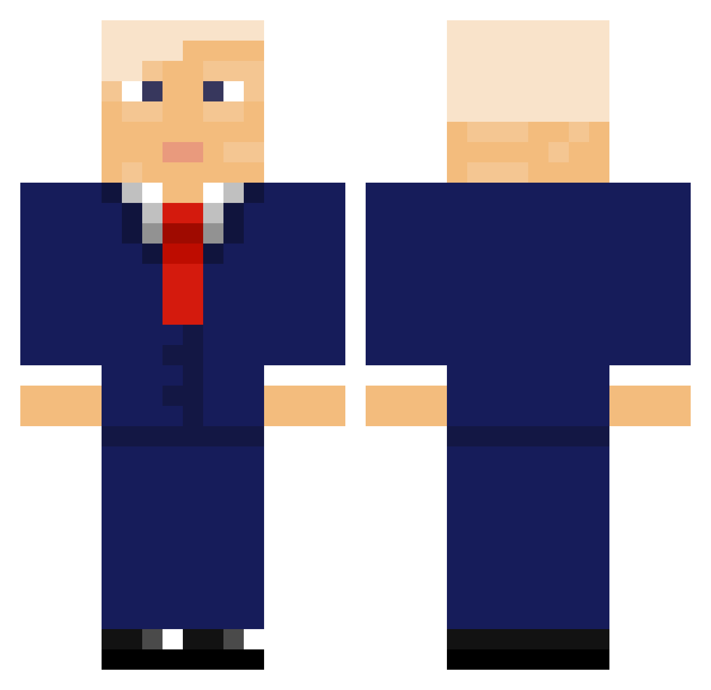 TheTrumpster Minecraft skin, front and back view