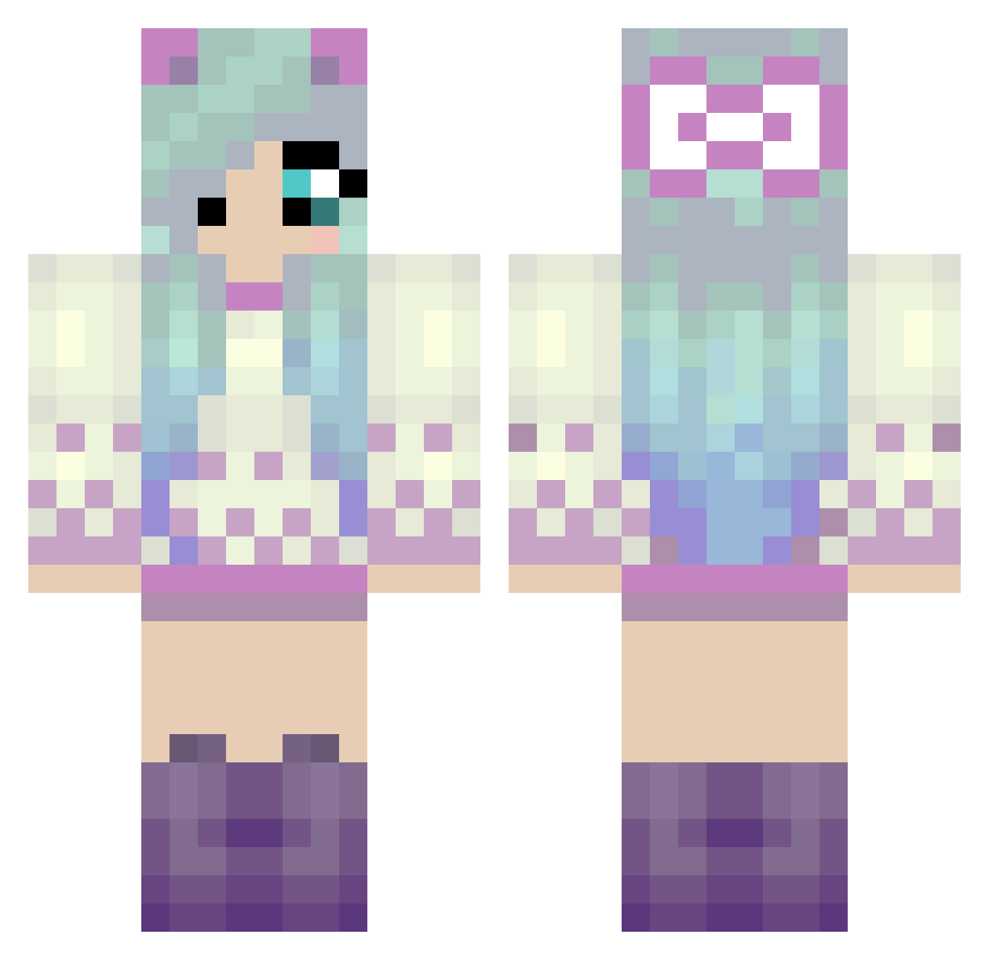 Gracie Minecraft skin, front and back view