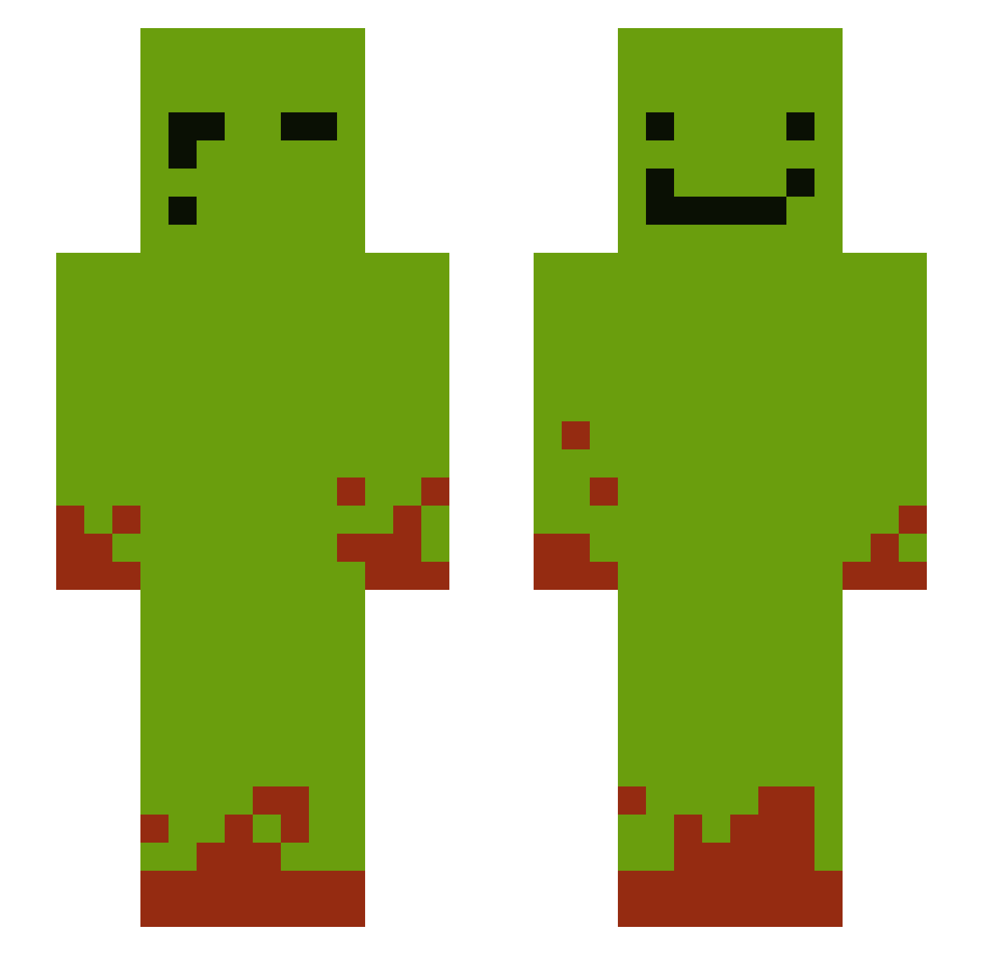zombx3 Minecraft skin, front and back view