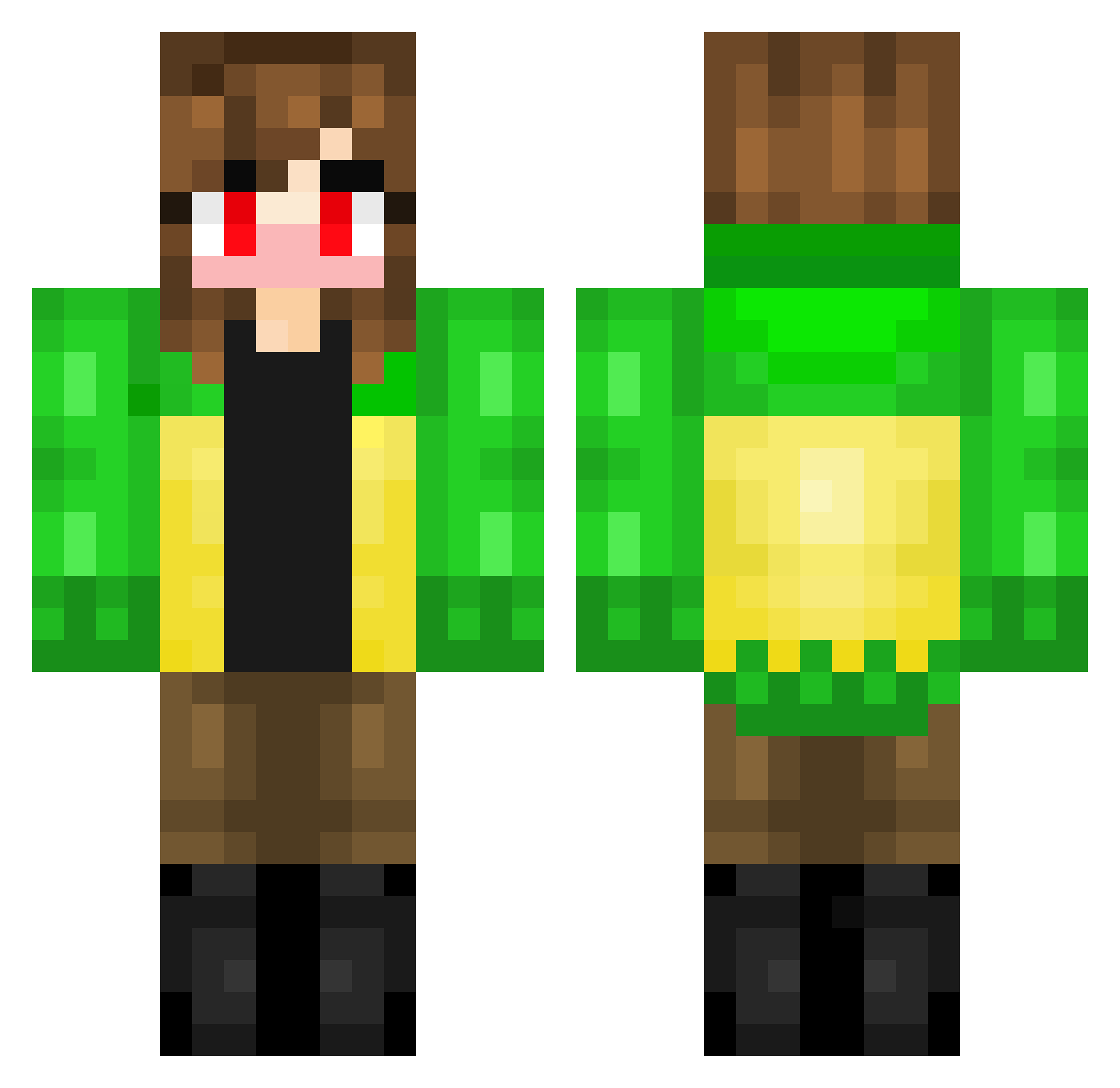 Livemaggot Minecraft skin, front and back view