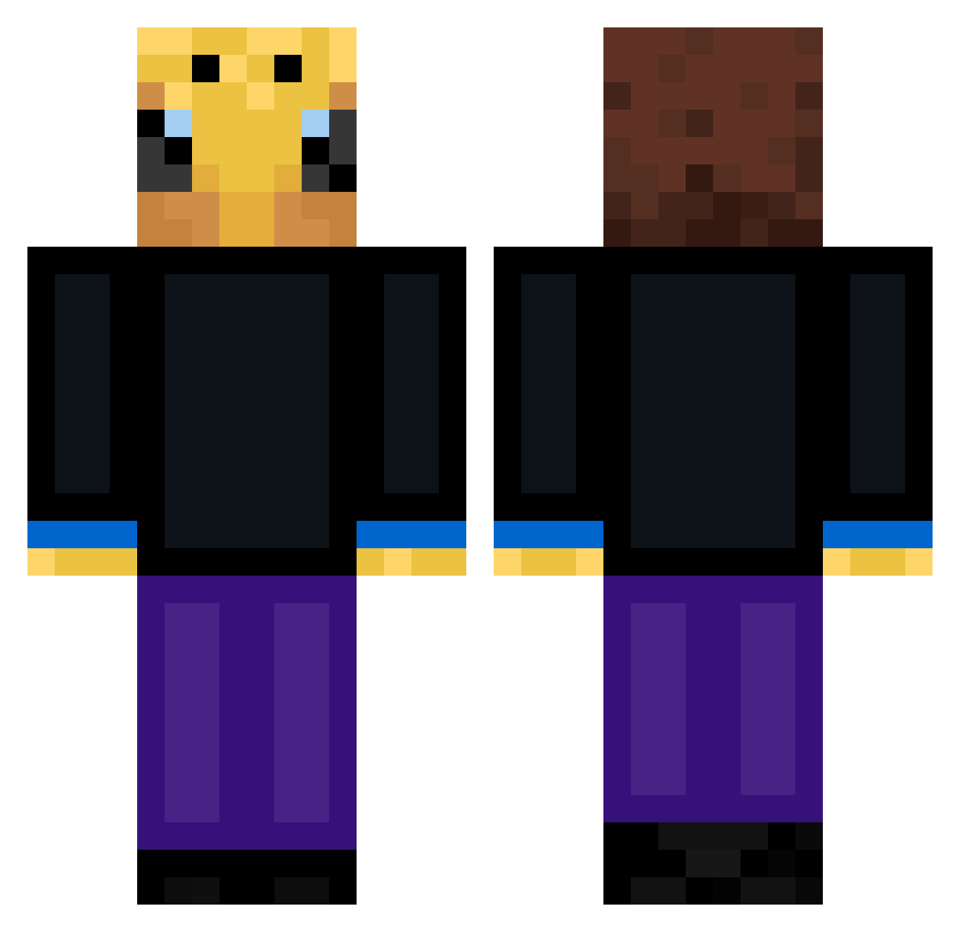 TimoHere Minecraft skin, front and back view