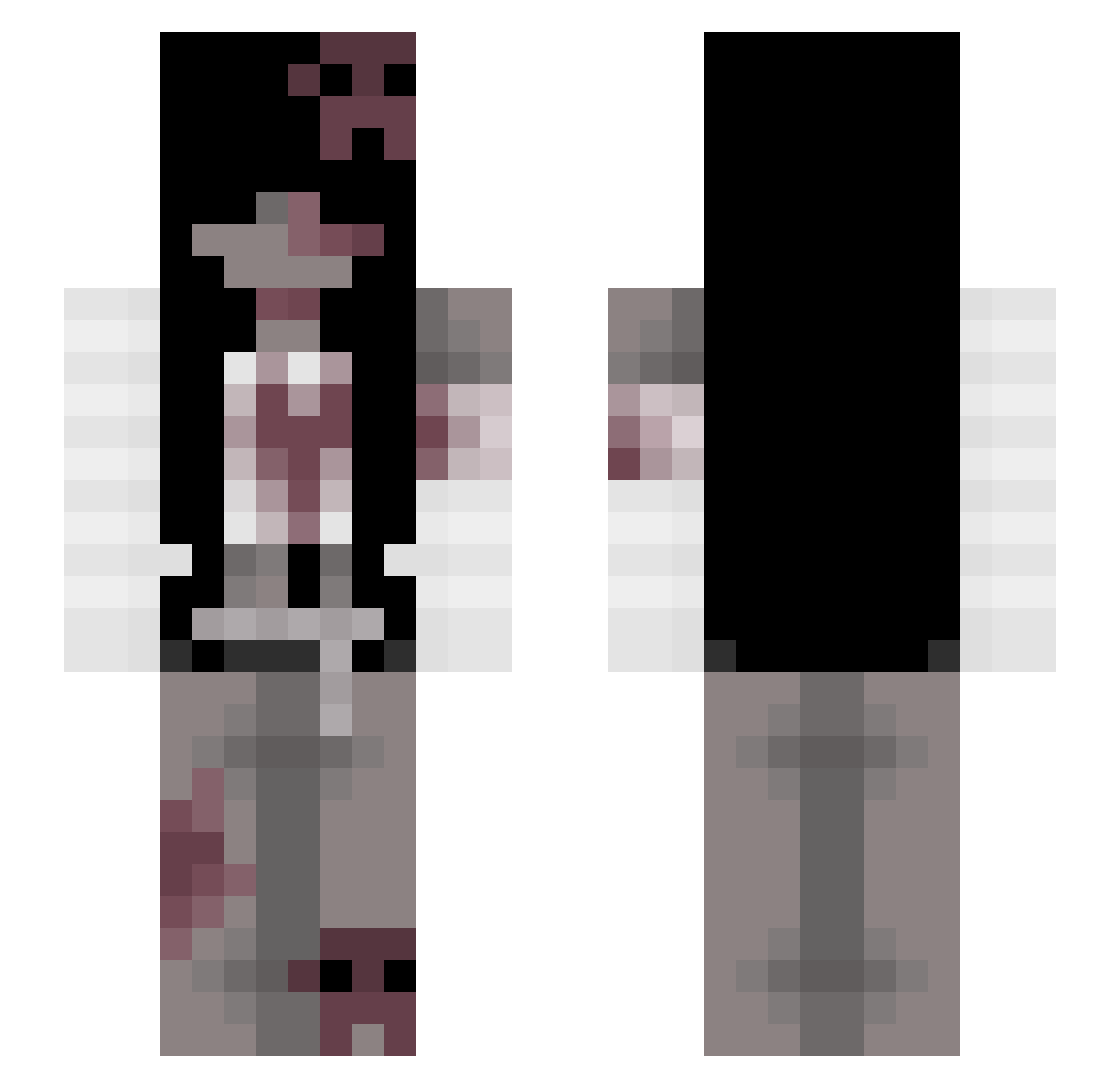 rinnsanity Minecraft skin, front and back view
